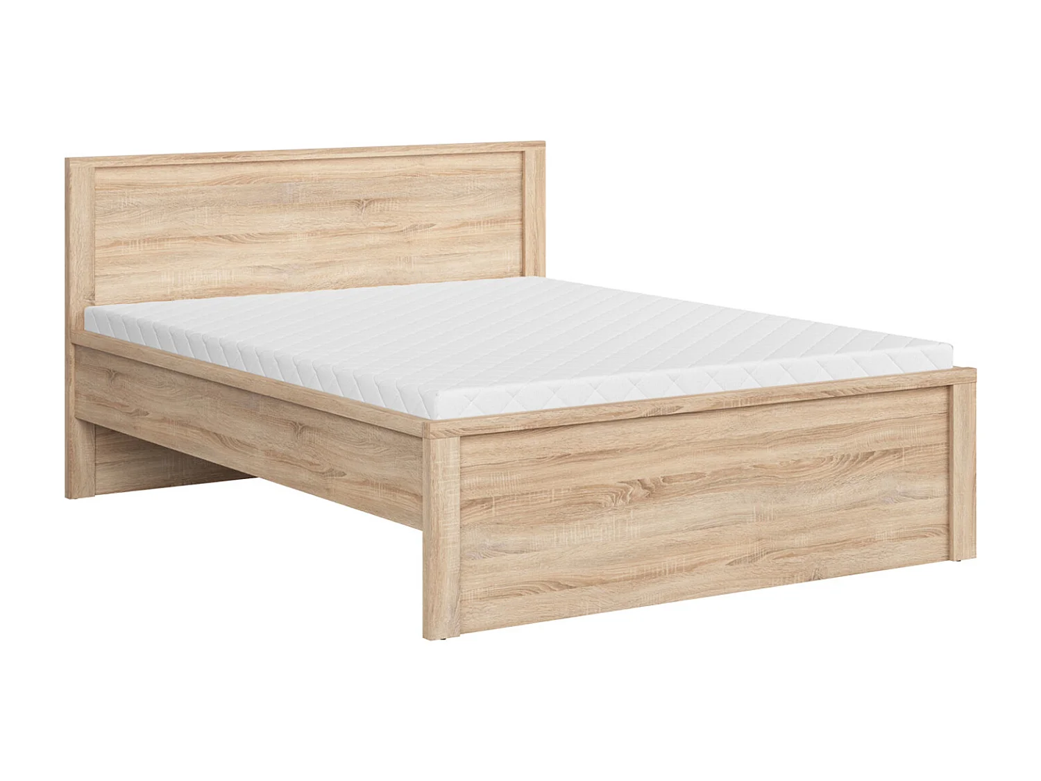Lit adulte 160x200 coloris chêne Sonoma - Longueur 208 x Largeur 168 x Hauteur 50-100 cm