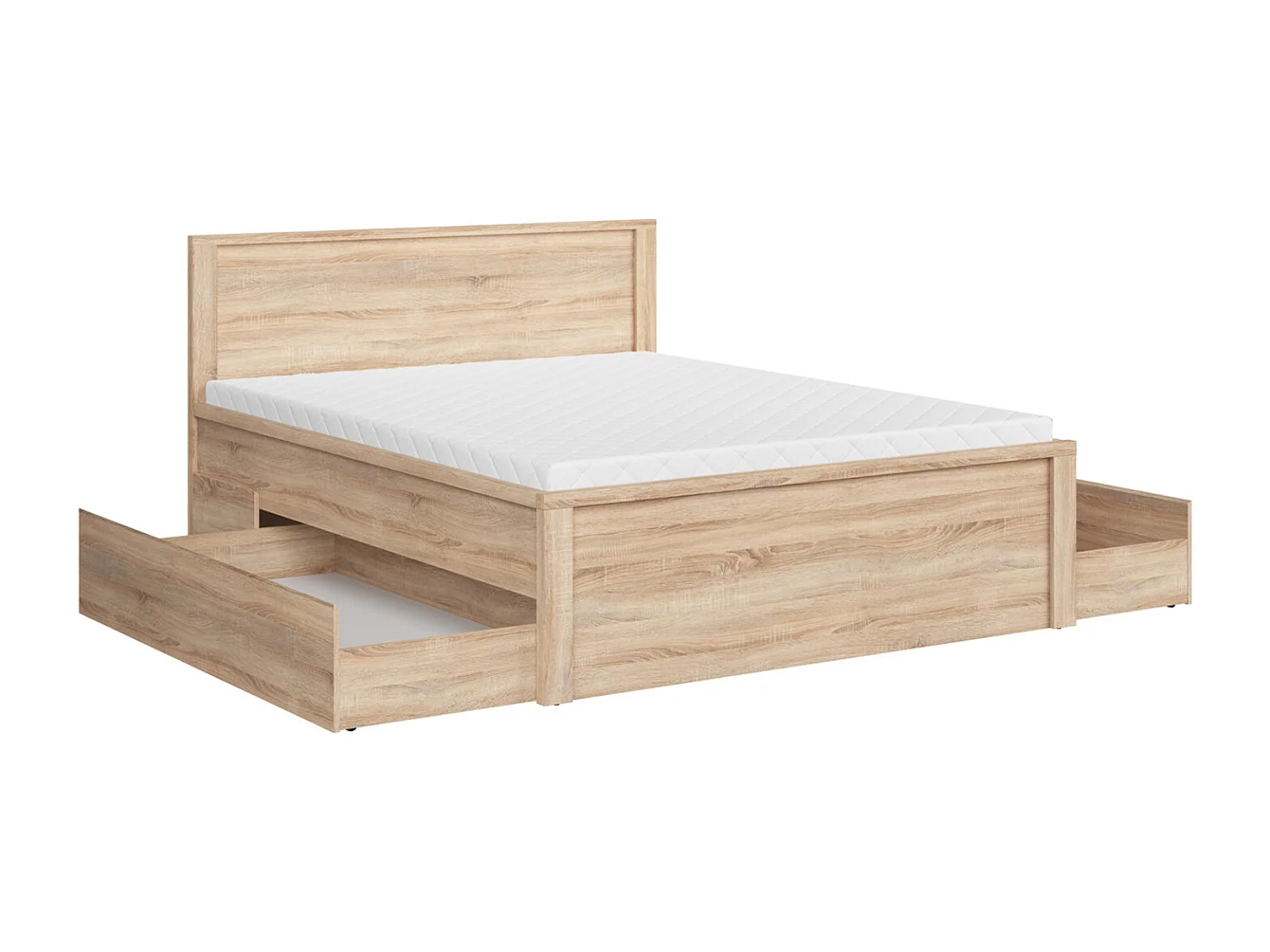 Lit adulte 160x200 coloris chêne Sonoma - Longueur 208 x Largeur 168 x Hauteur 50-100 cm