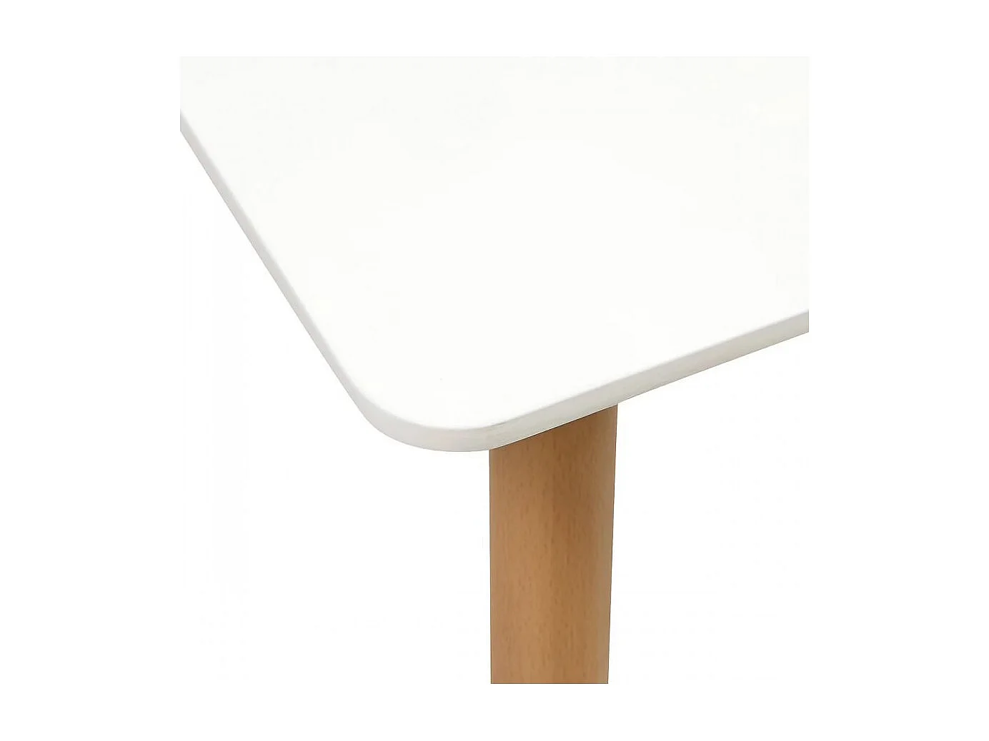 Table à manger rectangulaire scandinave avec plateau blanc et pieds effet bois - Longueur 150 x Profondeur 80 x Hauteur 74,5 cm