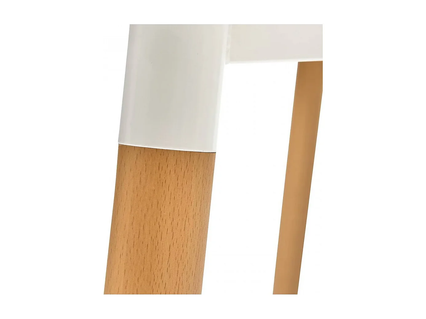 Table à manger rectangulaire scandinave avec plateau blanc et pieds effet bois - Longueur 150 x Profondeur 80 x Hauteur 74,5 cm