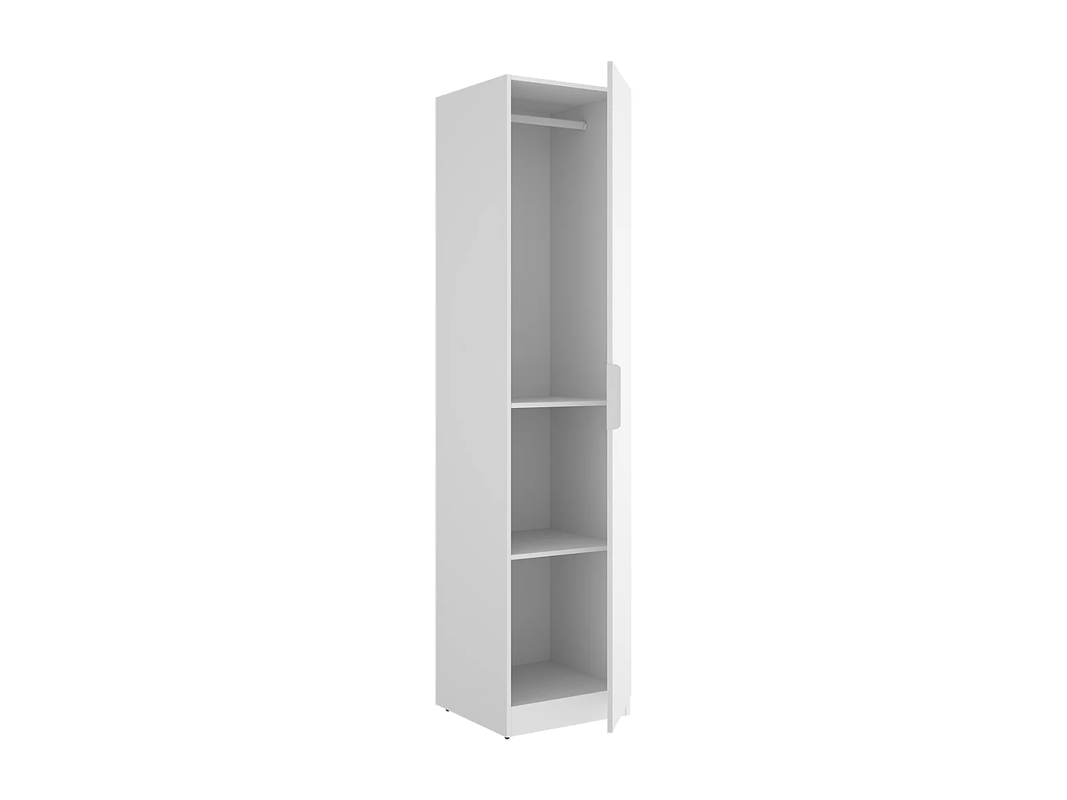 Armoire colonne de rangement  à 1 porte et 2 étagères, coloris blanc - Hauteur 203,5 x Longueur 45,5 x Profondeur 51,4 cm
