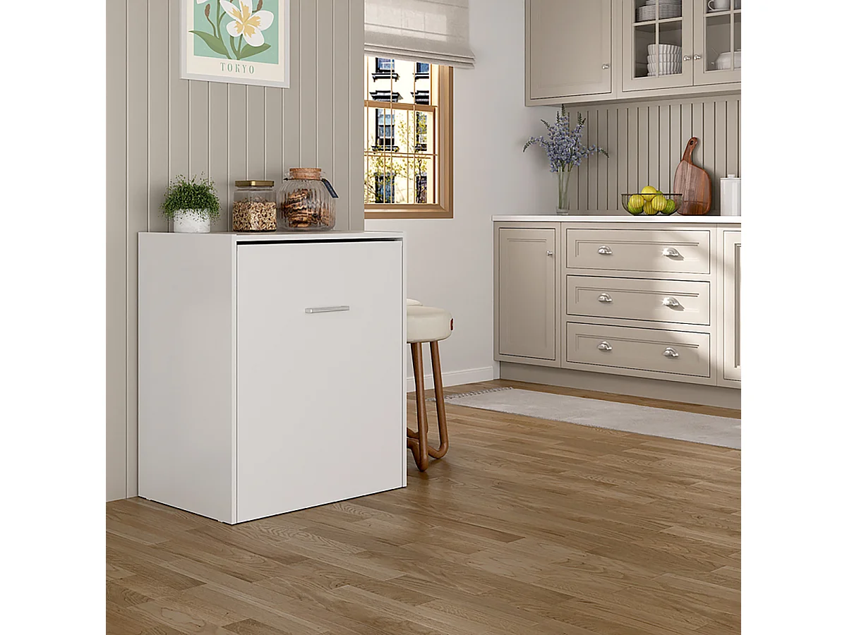 Table d'appoint rétractable avec rangement coloris blanc - Longueur 149 x Hauteur 76 x Profondeur 63 cm