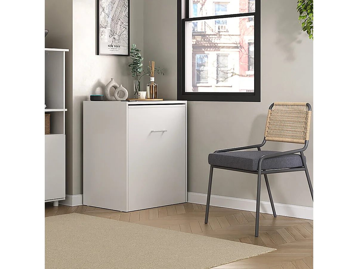 Table d'appoint rétractable avec rangement coloris blanc - Longueur 149 x Hauteur 76 x Profondeur 63 cm