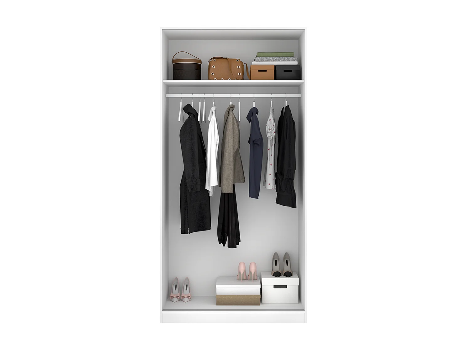 Armoire placard de rangement à 2 portes coulissantes, coloris blanc - Hauteur 204 x Longueur 100 x Profondeur 50 cm
