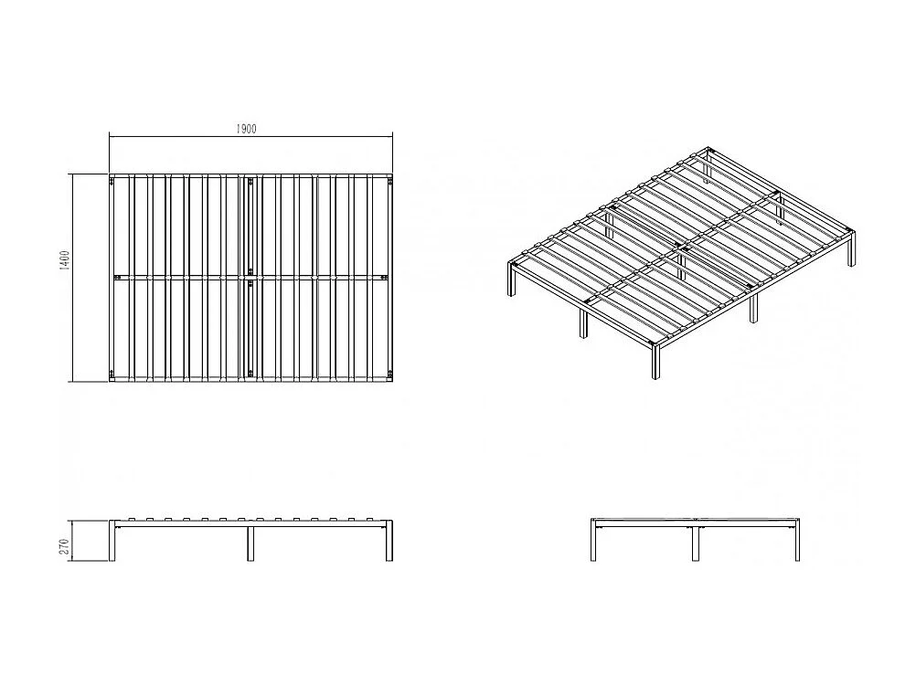 Sommier à Lattes 140x190 cm Métal Renforcé - Livré en Kit