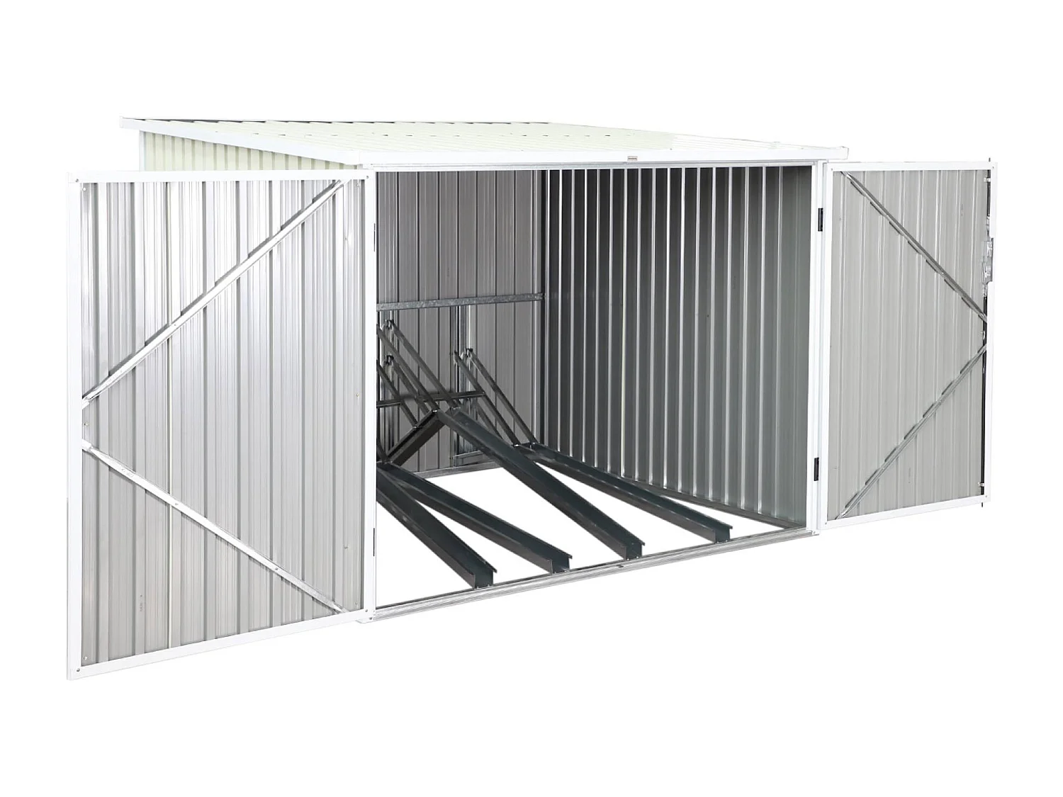 Abri à vélo. rangement 4 vélos. beige en acier galvanisé. L 203 x P 198 x H 157 cm