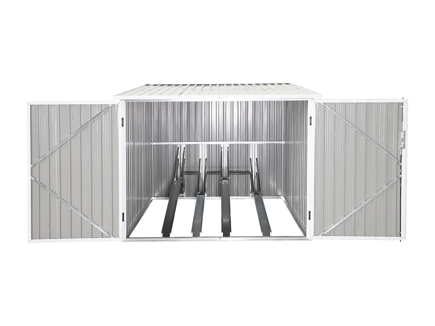 Abri à vélo. rangement 4 vélos. beige en acier galvanisé. L 203 x P 198 x H 157 cm