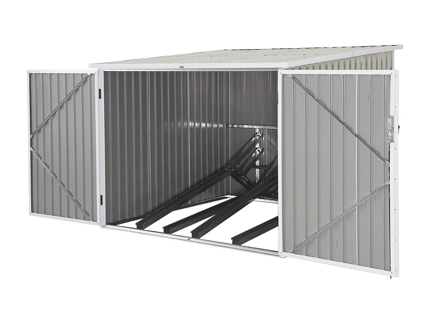 Abri à vélo. rangement 4 vélos. beige en acier galvanisé. L 203 x P 198 x H 157 cm