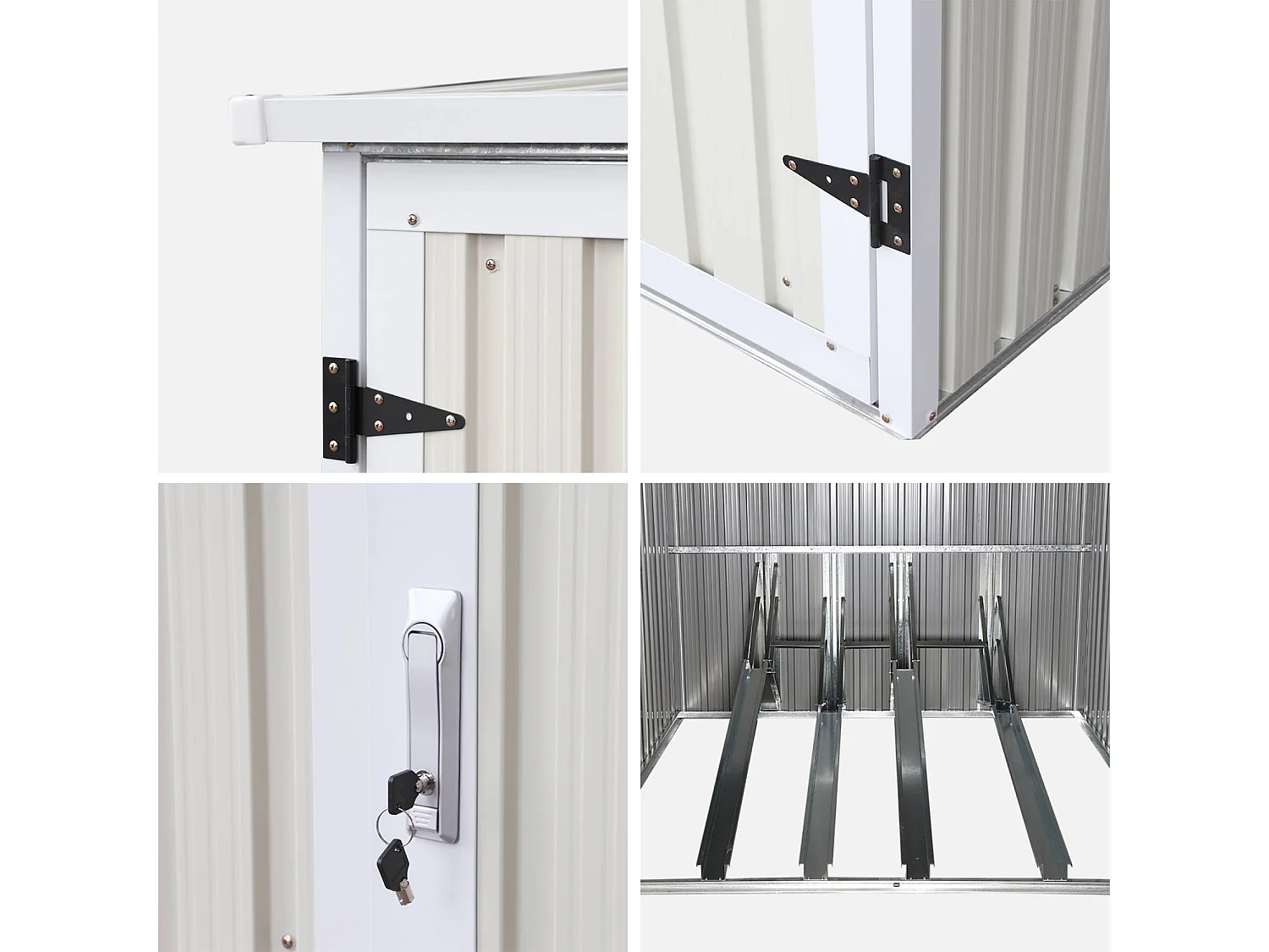 Abri à vélo. rangement 4 vélos. beige en acier galvanisé. L 203 x P 198 x H 157 cm