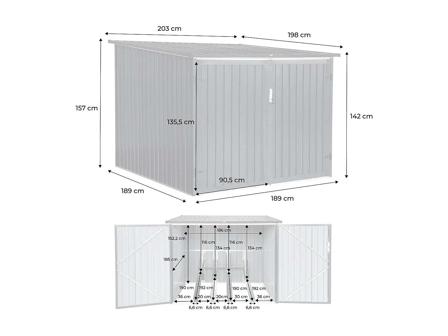 Abri à vélo. rangement 4 vélos. beige en acier galvanisé. L 203 x P 198 x H 157 cm