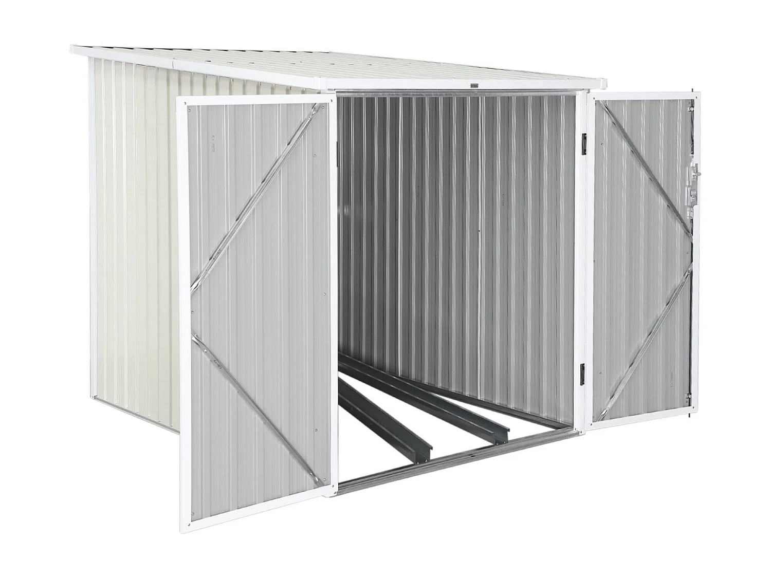 Abri à vélo. rangement 2 vélos. beige en acier galvanisé. L 142 x P 198 x H 157 cm