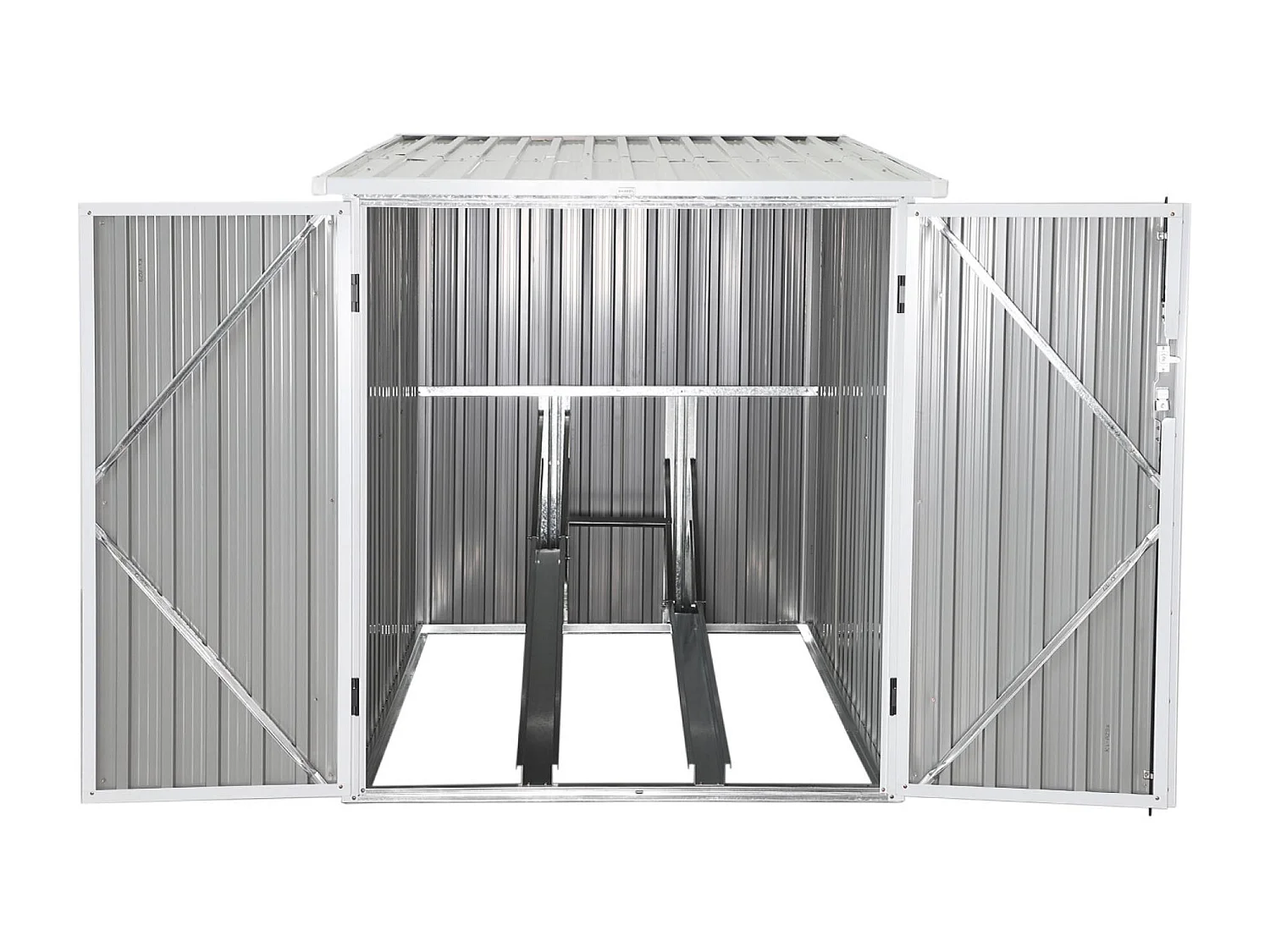 Abri à vélo. rangement 2 vélos. beige en acier galvanisé. L 142 x P 198 x H 157 cm