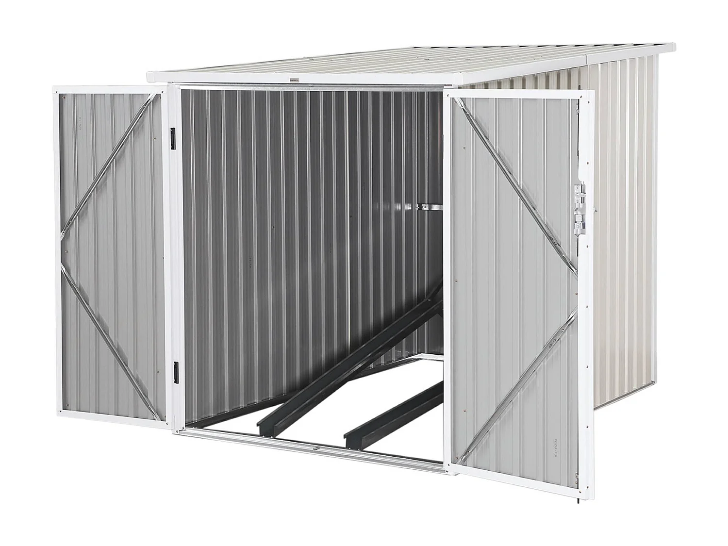 Abri à vélo. rangement 2 vélos. beige en acier galvanisé. L 142 x P 198 x H 157 cm