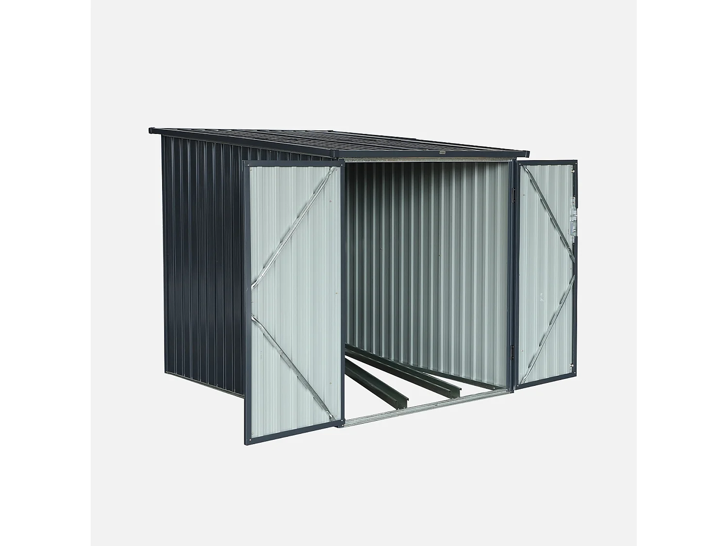 Abri à vélo. rangement 2 vélos. gris en acier galvanisé. L 142 x P 198 x H 157 cm