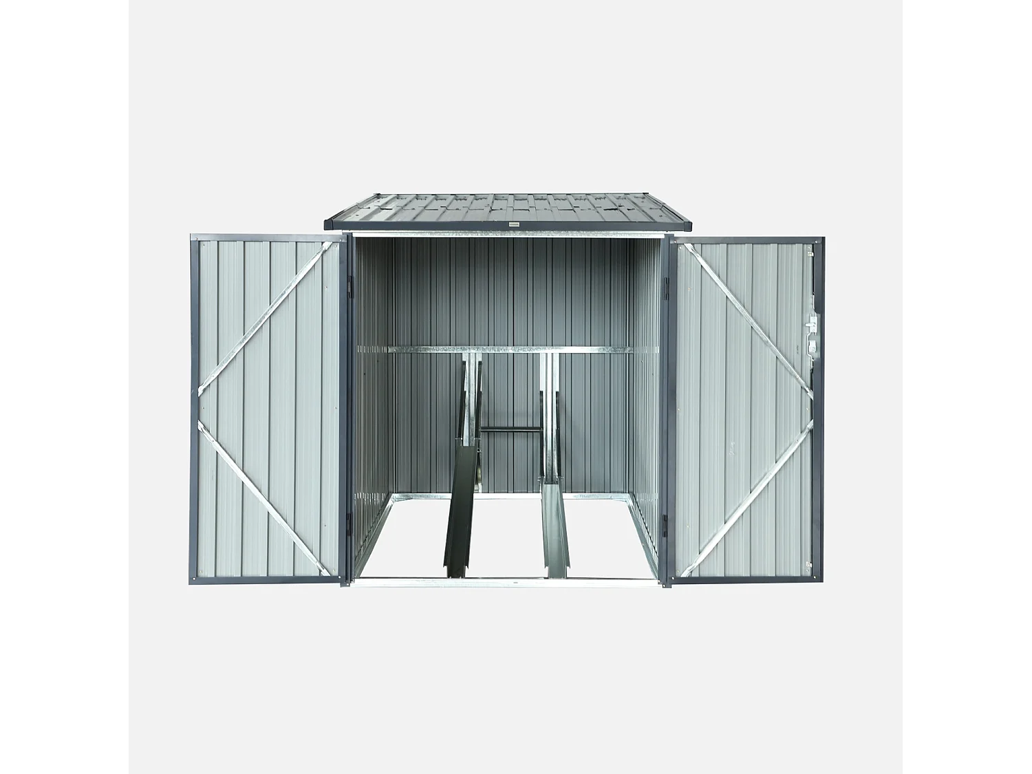 Abri à vélo. rangement 2 vélos. gris en acier galvanisé. L 142 x P 198 x H 157 cm