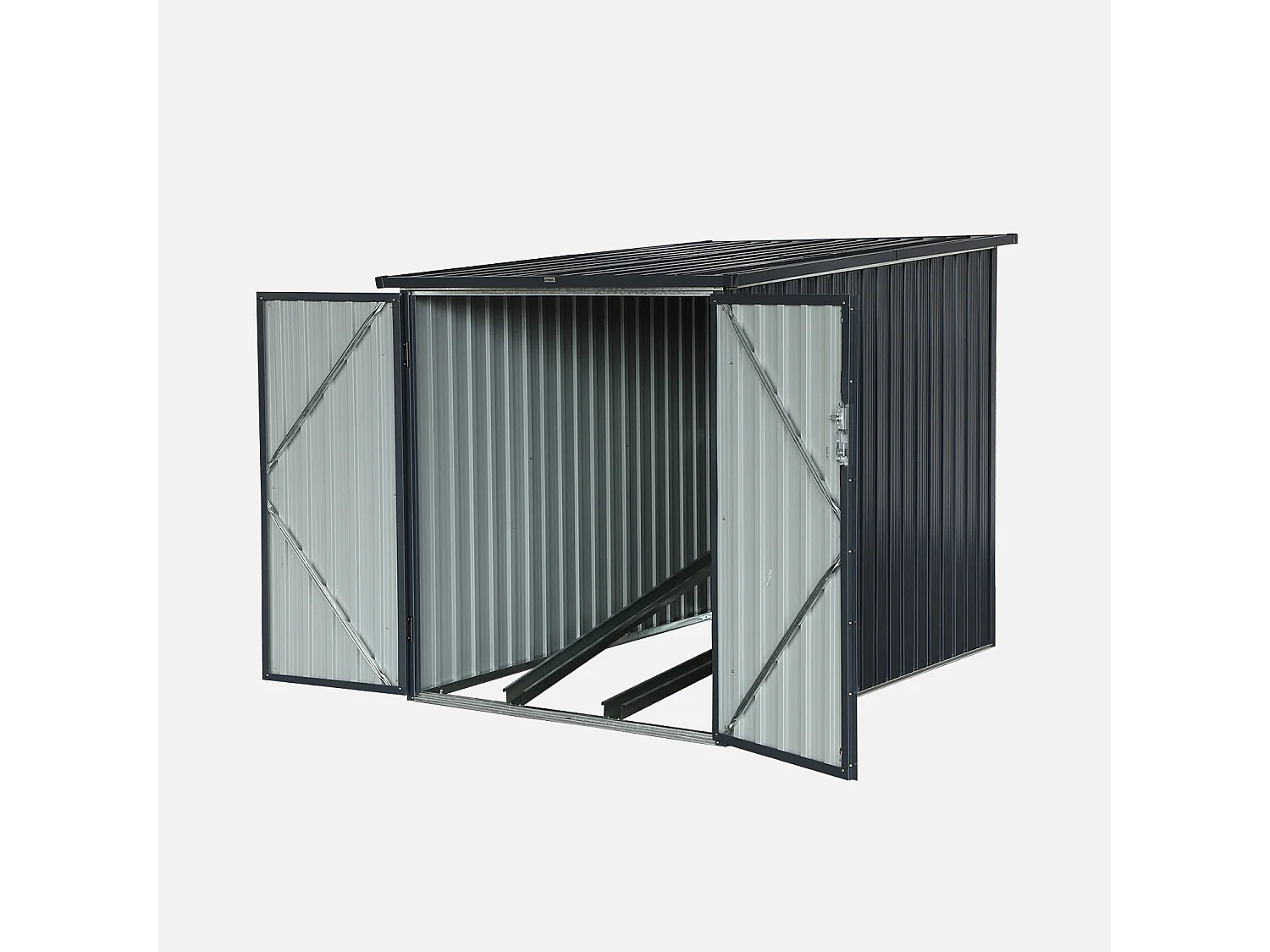 Abri à vélo. rangement 2 vélos. gris en acier galvanisé. L 142 x P 198 x H 157 cm