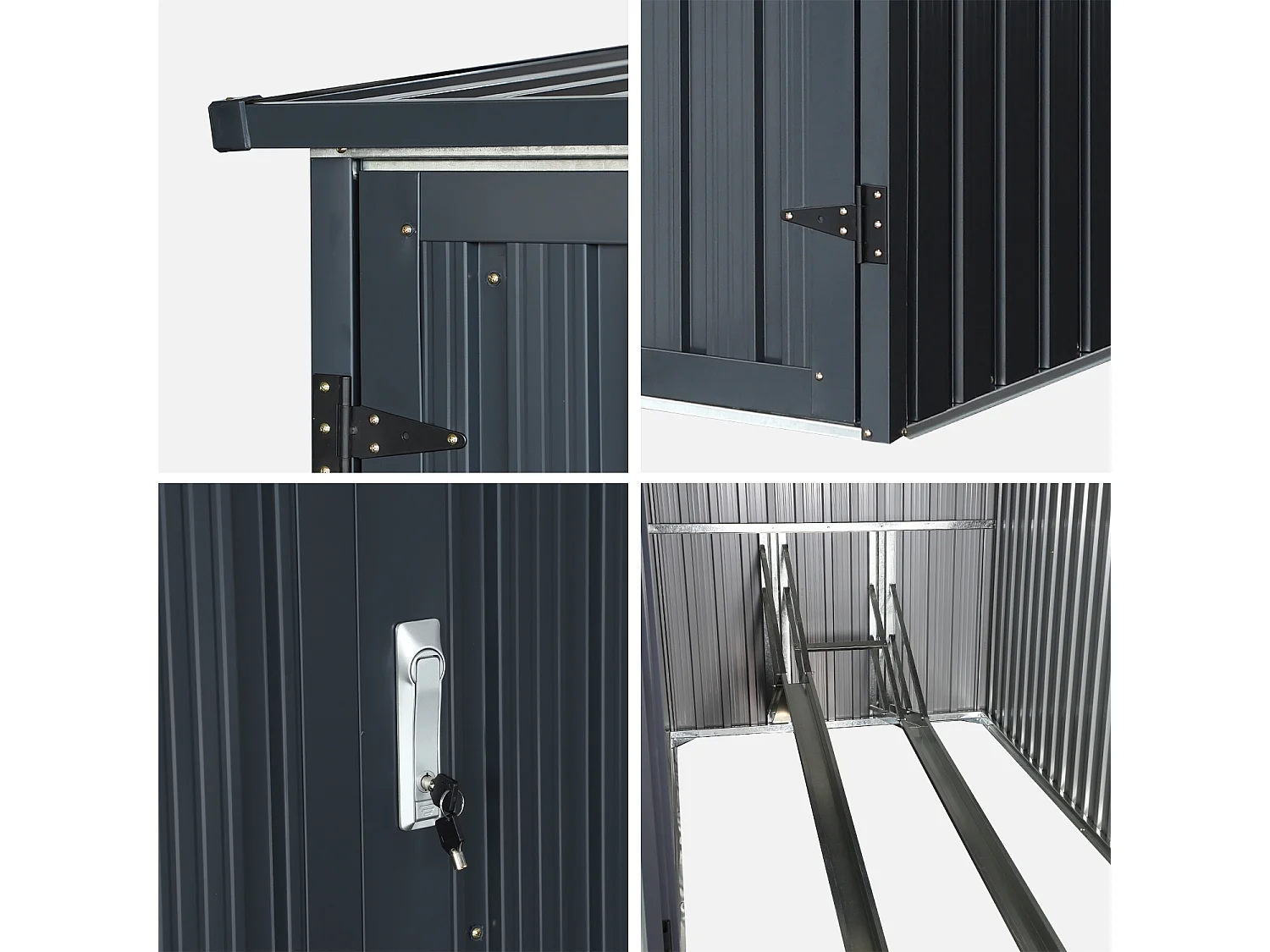 Abri à vélo. rangement 2 vélos. gris en acier galvanisé. L 142 x P 198 x H 157 cm