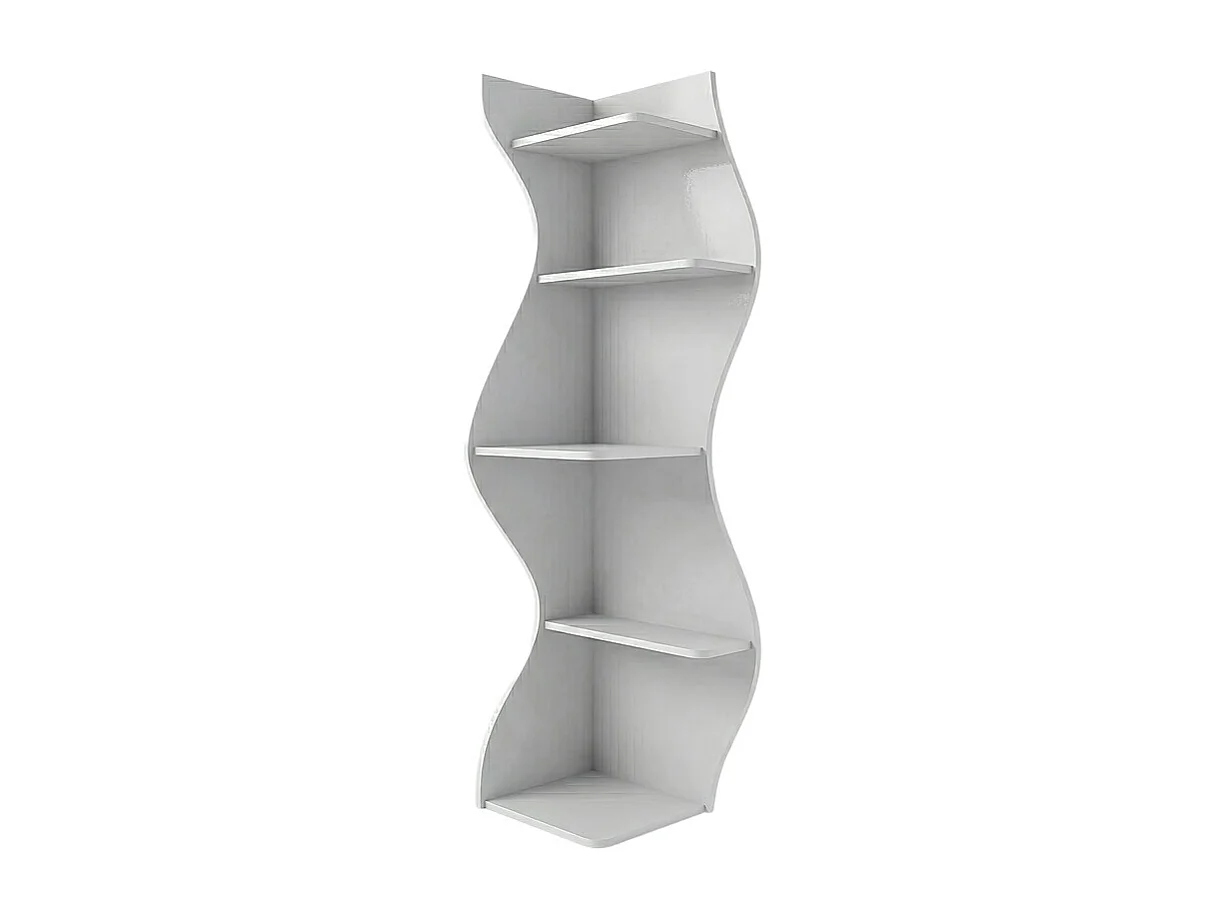 Nila Bibliothèque 180 cm 5 niveaux Design Géométrique (Blanc)