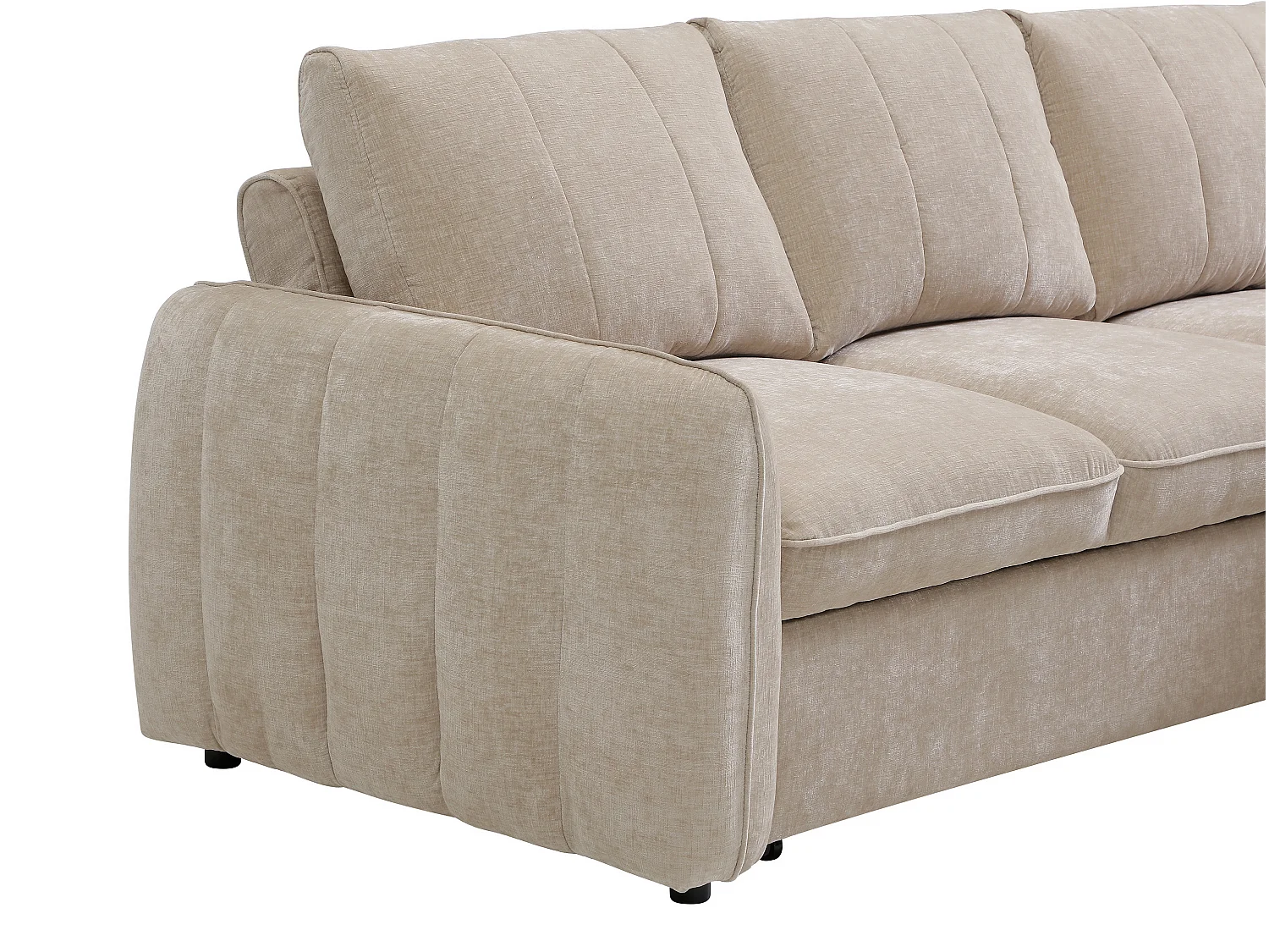 Canapé d'angle convertible et réversible avec coffre en tissu texturé beige NALOCI