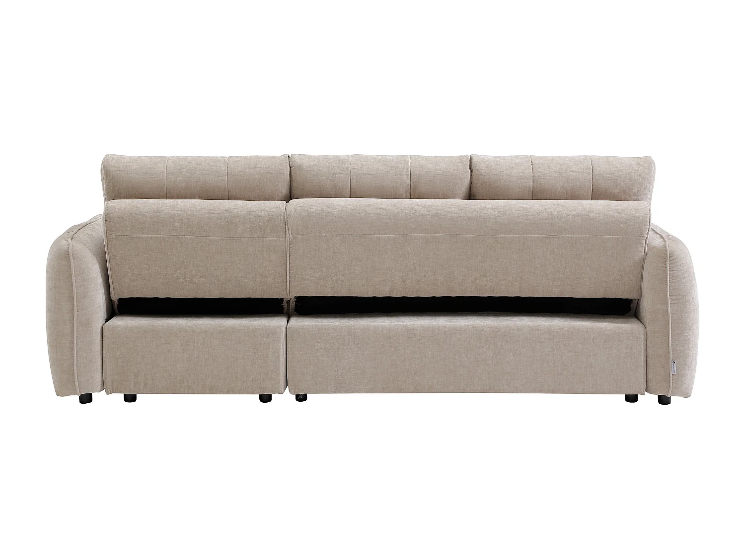 Canapé d'angle convertible et réversible avec coffre en tissu texturé beige NALOCI
