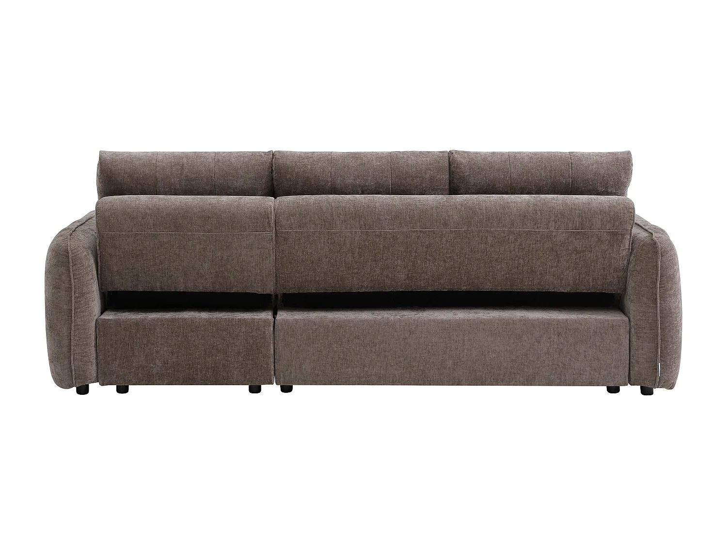 Canapé d'angle convertible et réversible avec coffre en tissu texturé taupe NALOCI