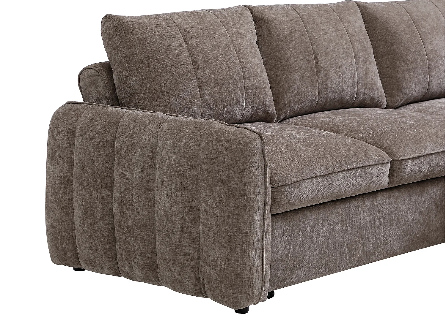 Canapé d'angle convertible et réversible avec coffre en tissu texturé taupe NALOCI