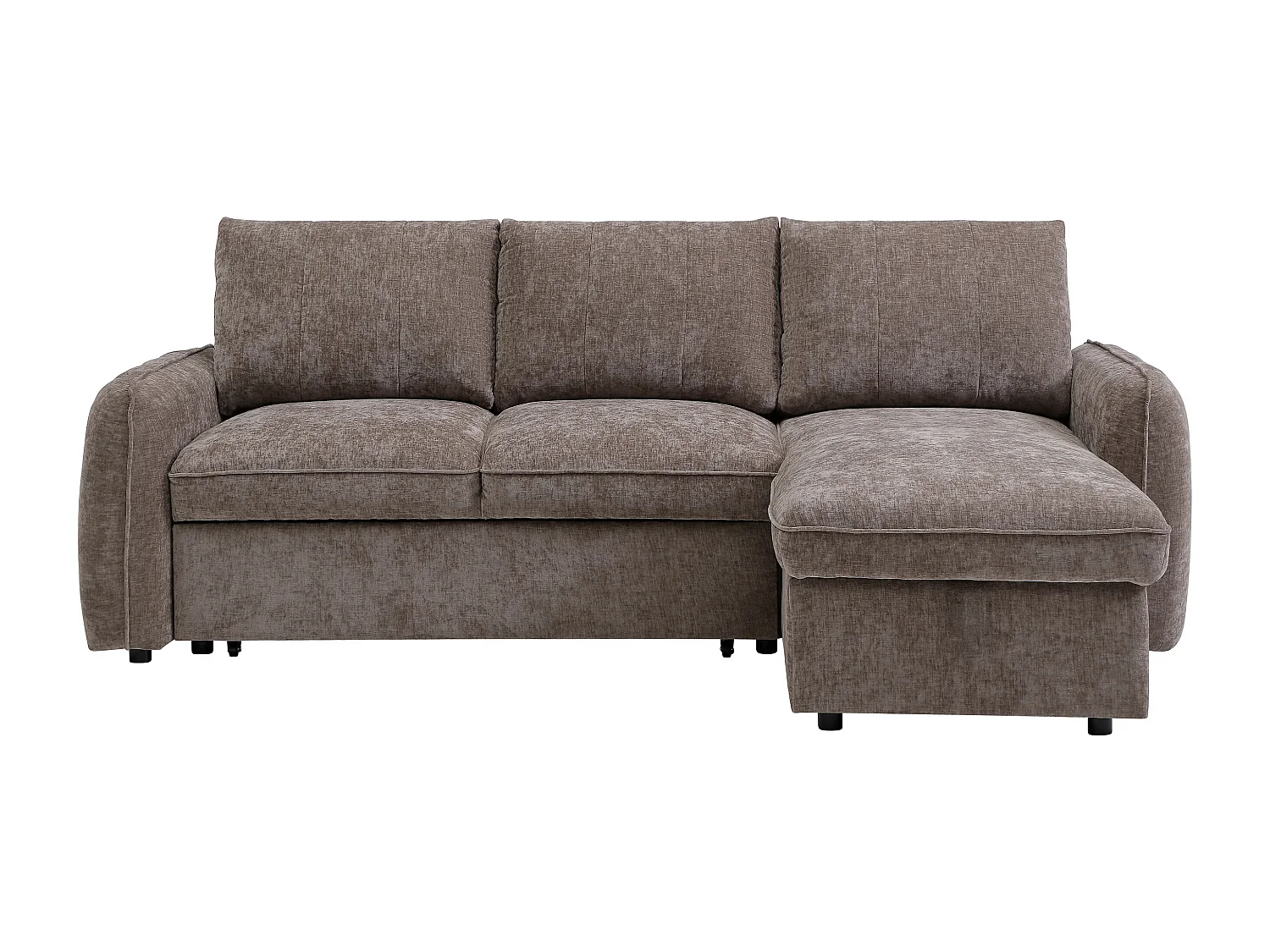 Canapé d'angle convertible et réversible avec coffre en tissu texturé taupe NALOCI