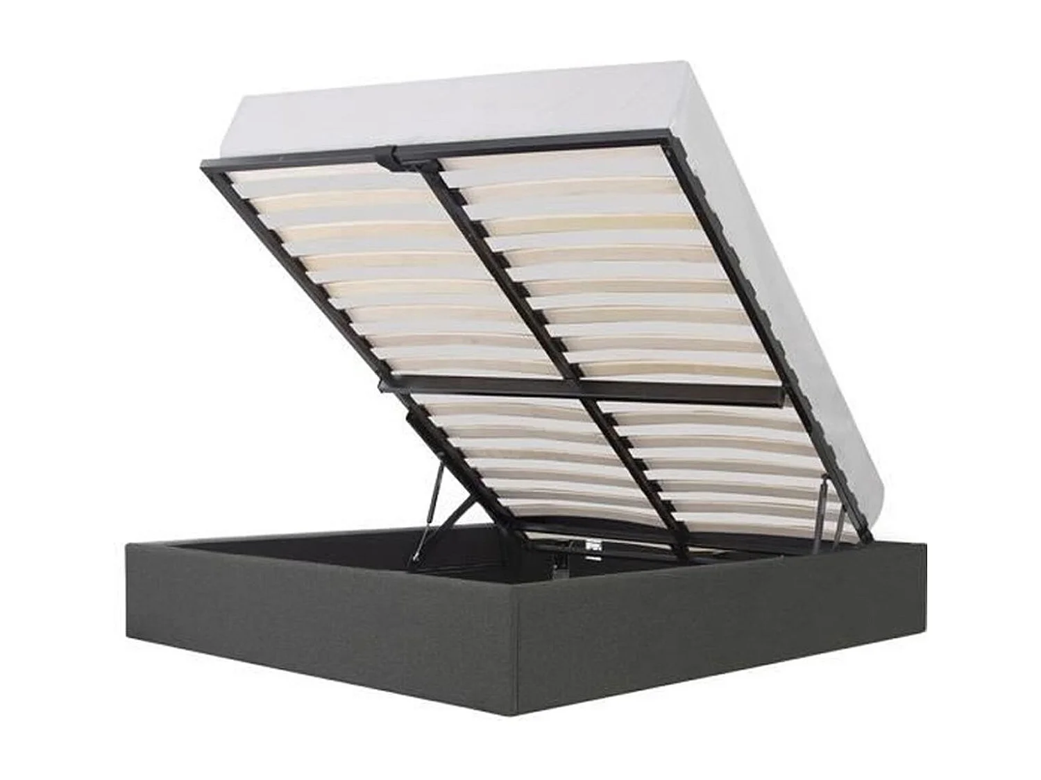 Lit coffre capitonné ECLIPSE 160 x 200 cm - Tissu gris foncé