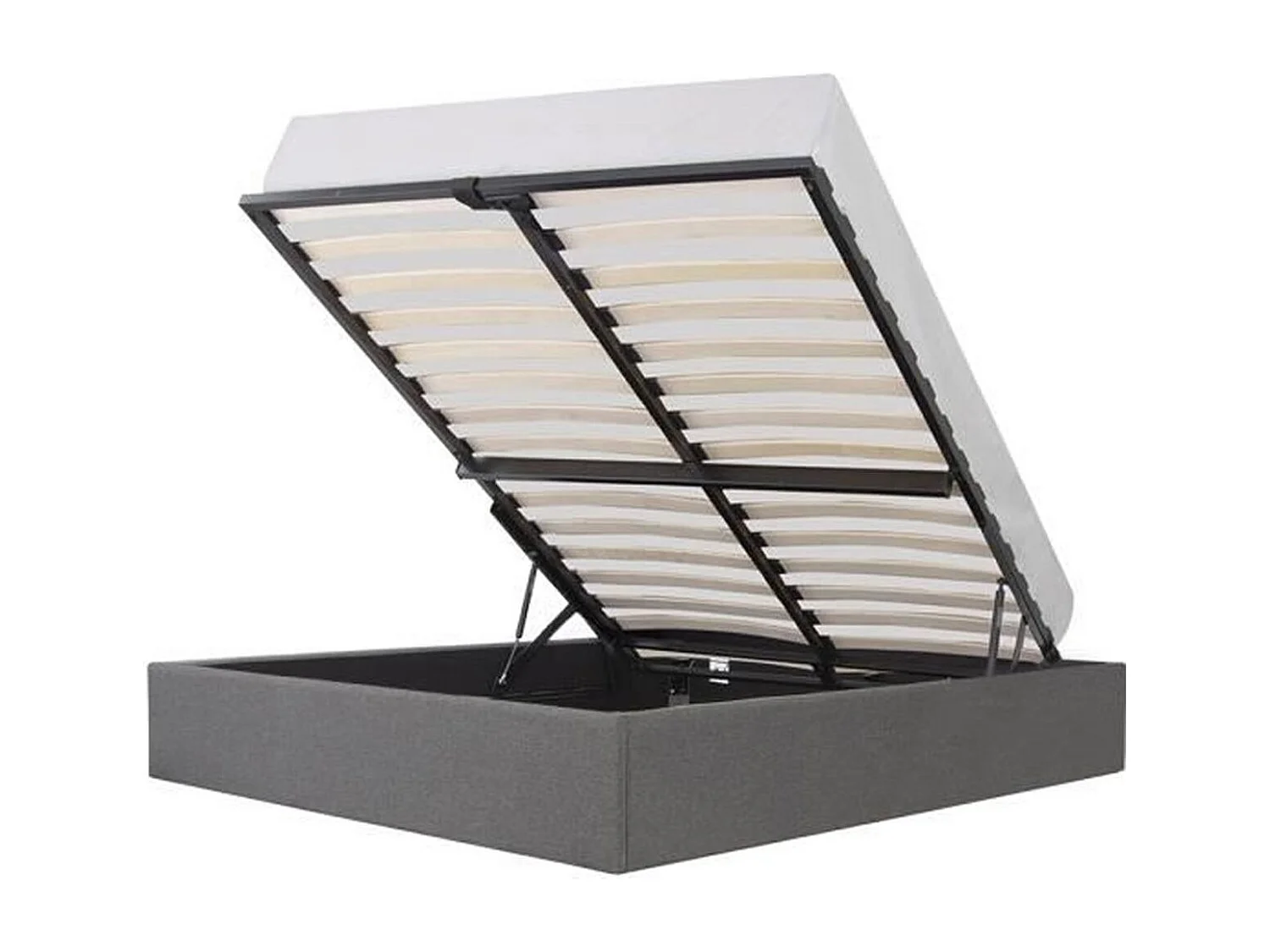 Lit coffre ECLIPSE 160 x 200 cm, tissu gris clair, sommier inclus