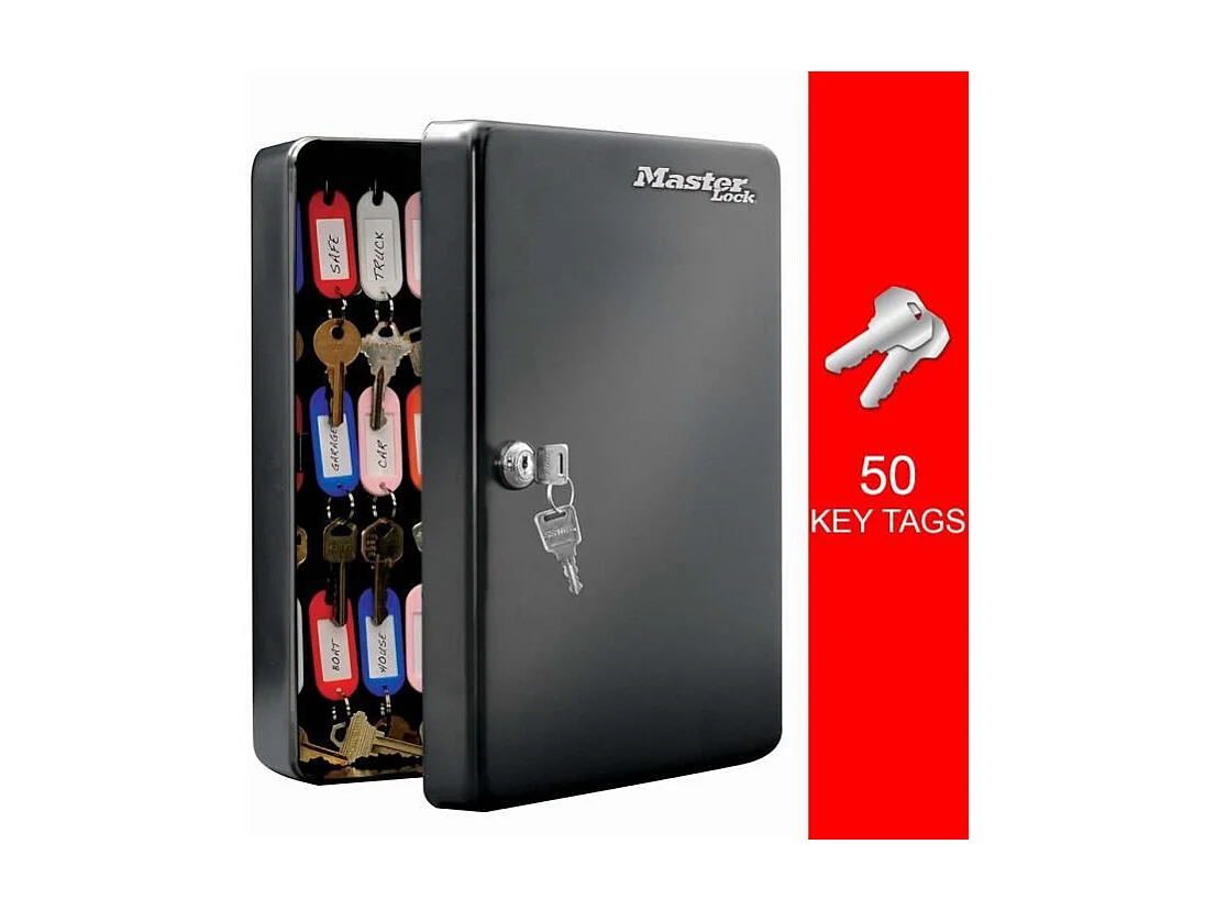 MASTER LOCK KB-50ML Armoire à clés murale 50 clés, acier, serrure à clé, noir mat
