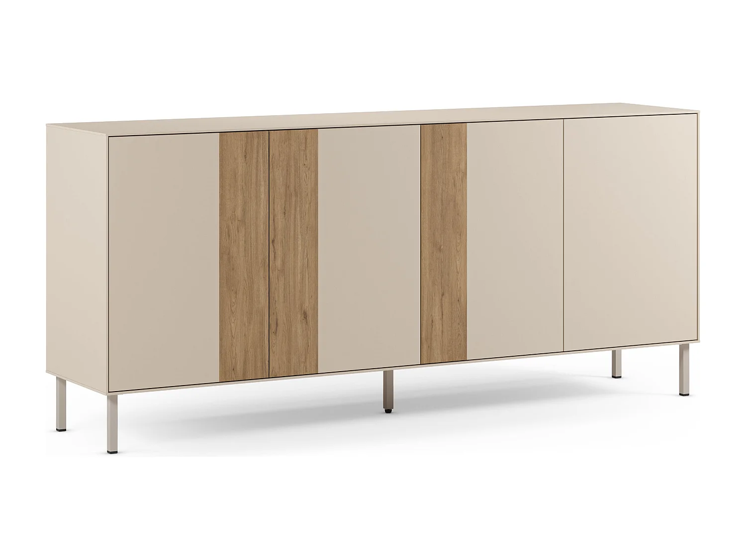 Buffet 4 portes crème/chêne 180x80 cm