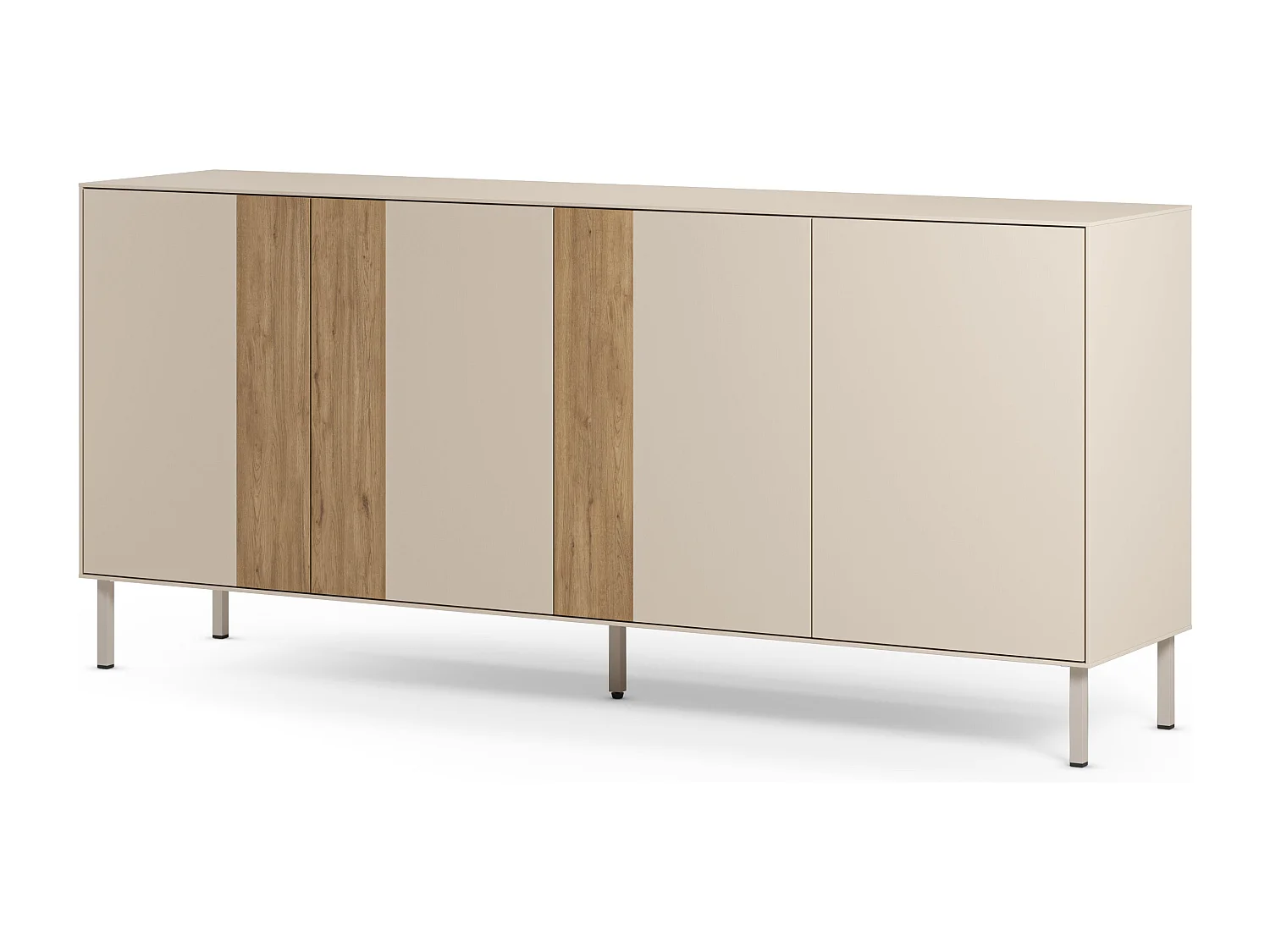 Buffet 4 portes crème/chêne 180x80 cm