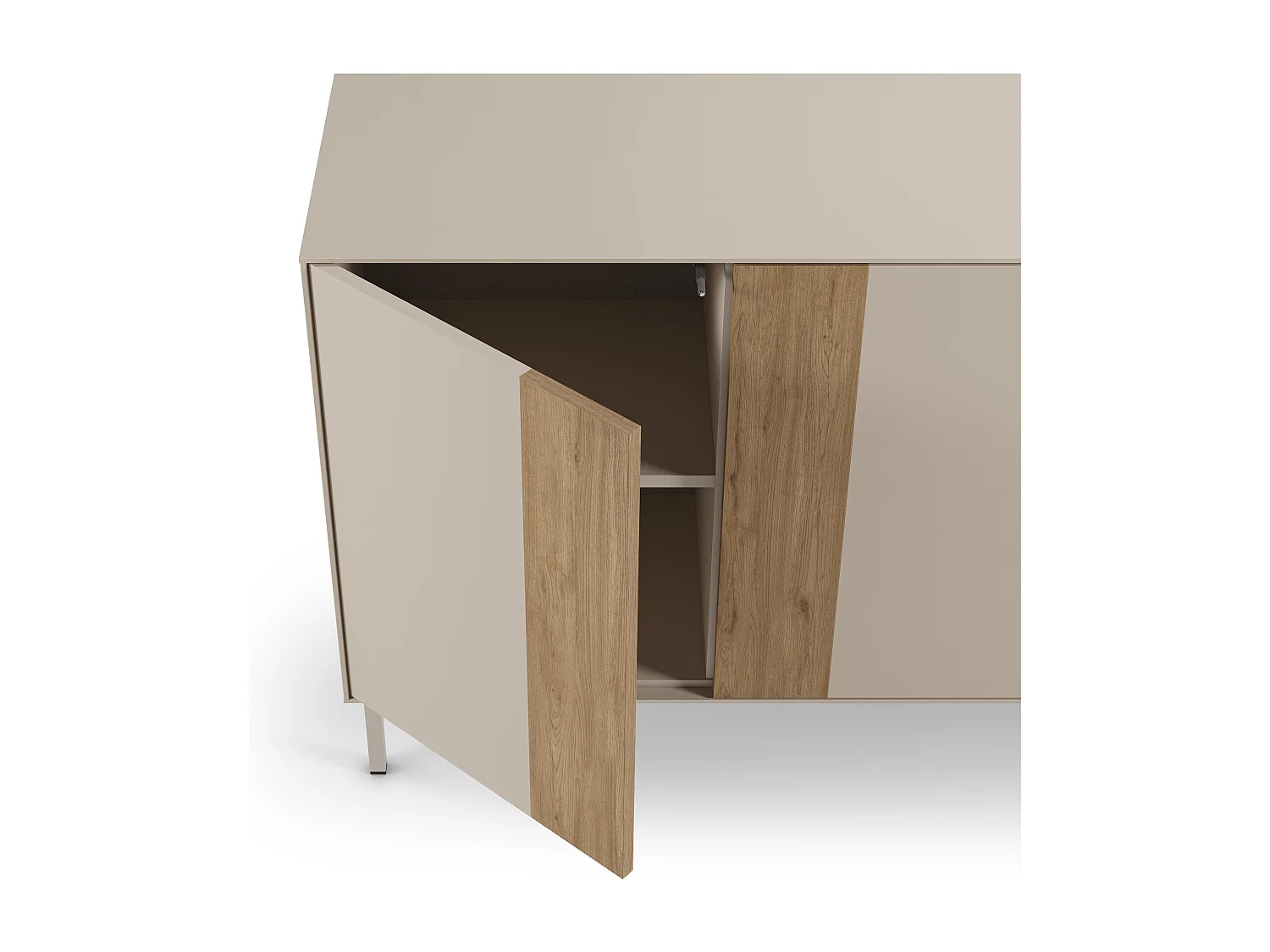 Buffet 4 portes crème/chêne 180x80 cm