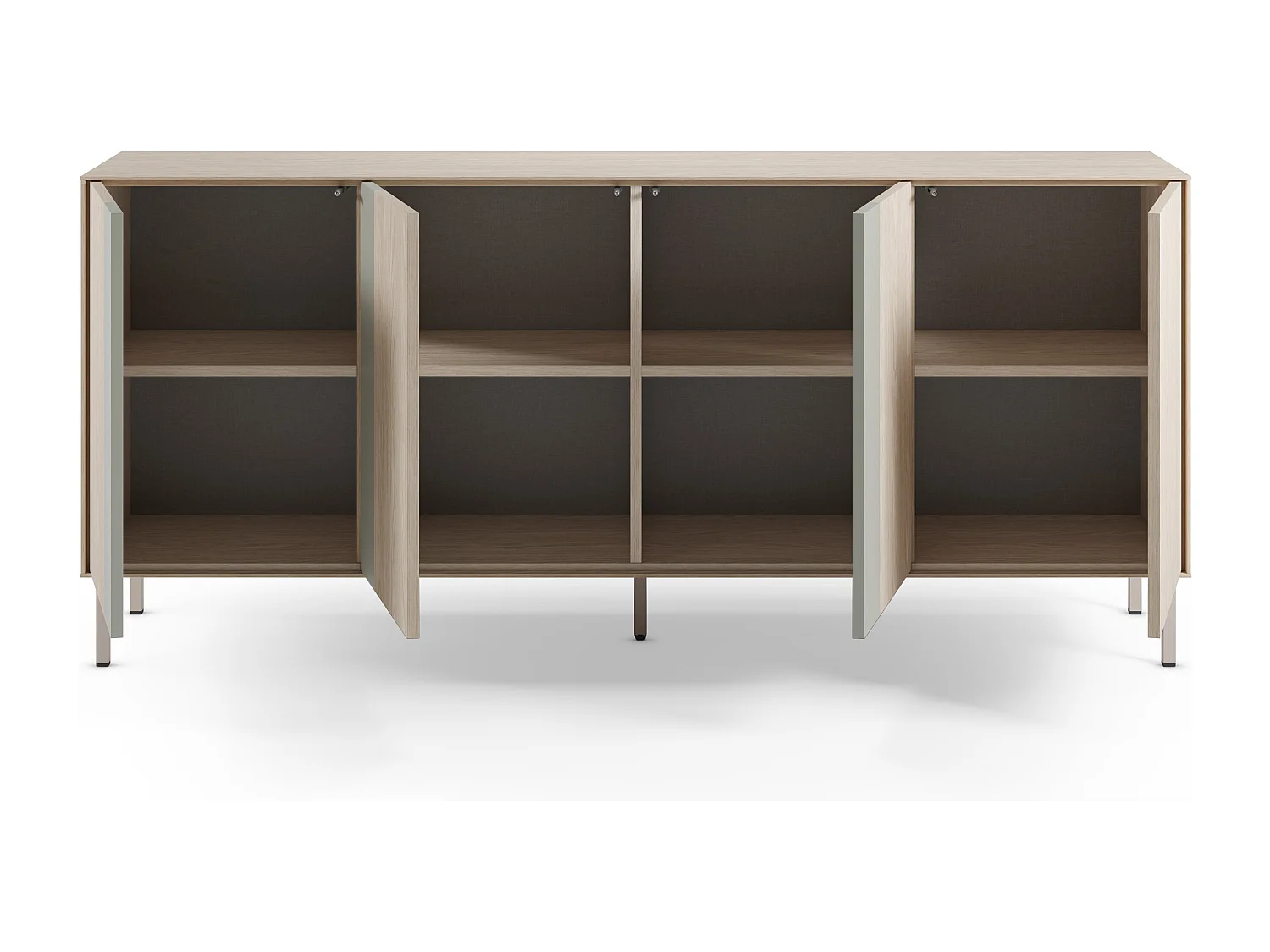 Buffet 4 portes crème/chêne 180x80 cm