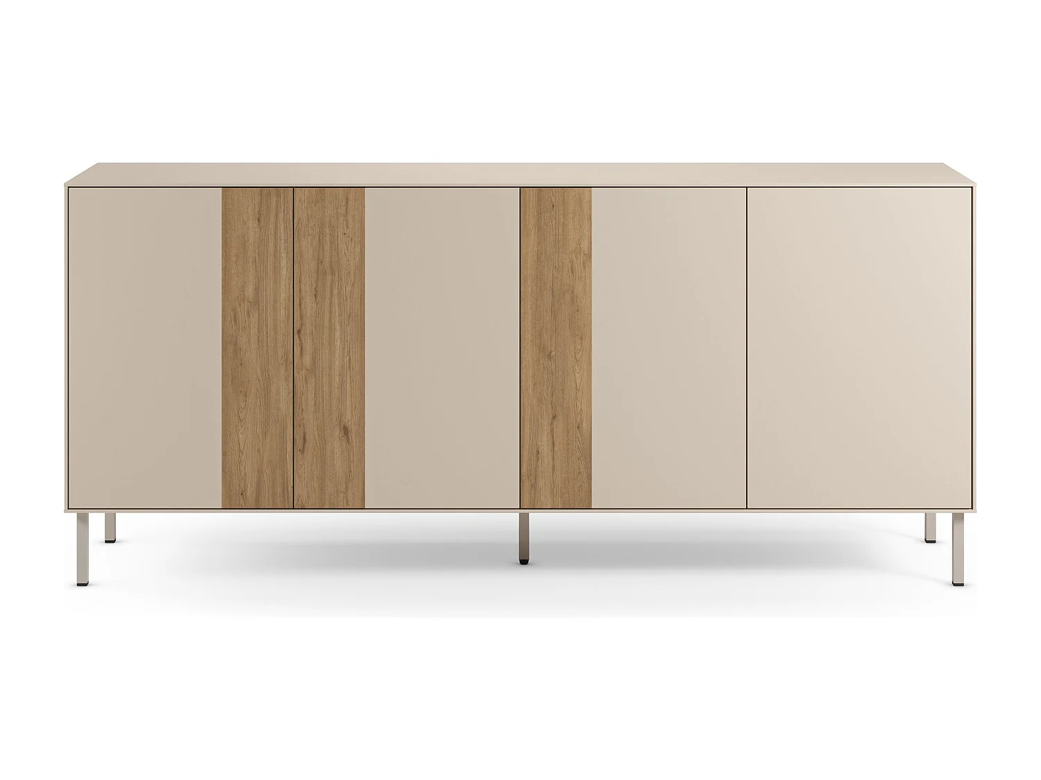 Buffet 4 portes crème/chêne 180x80 cm