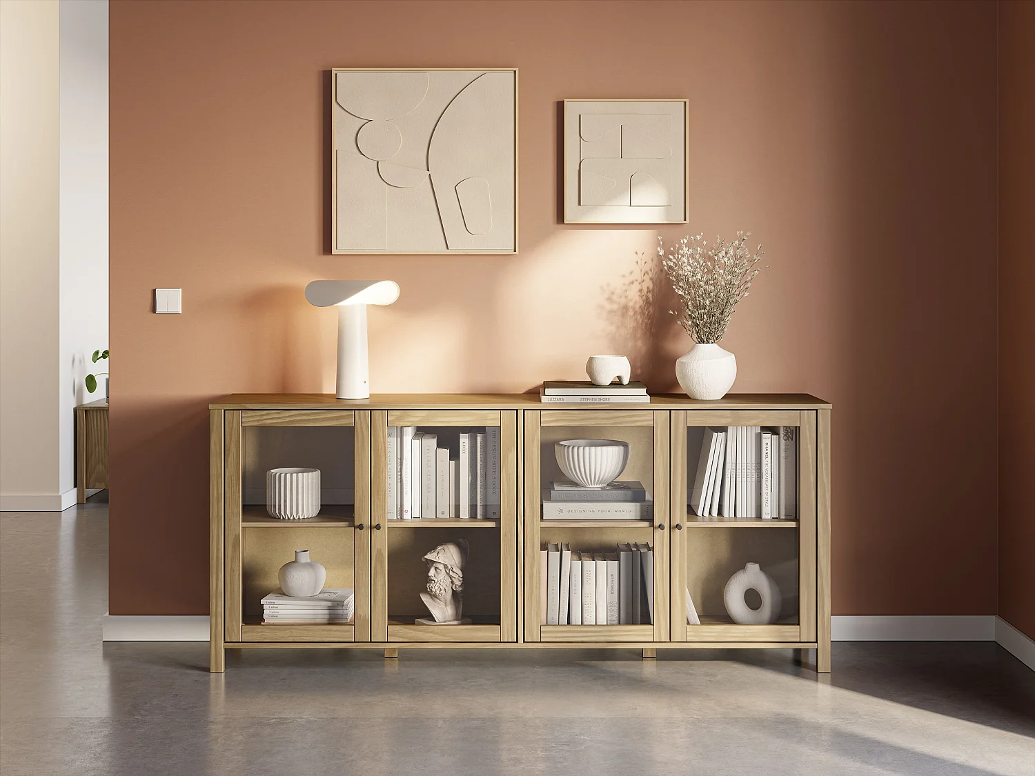 Buffet en pin 4 portes 186x80 cm