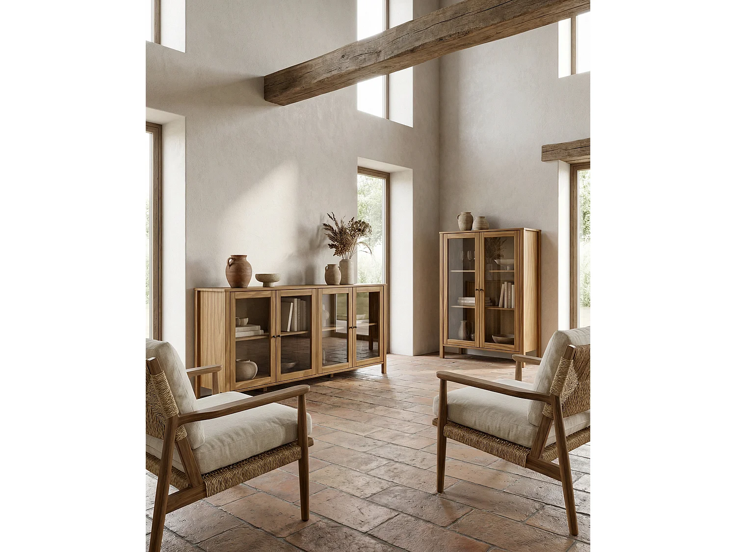 Buffet en pin 4 portes 186x80 cm