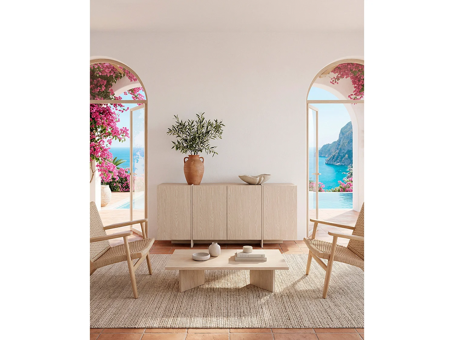 Buffet en chêne 4 portes 177x79 cm