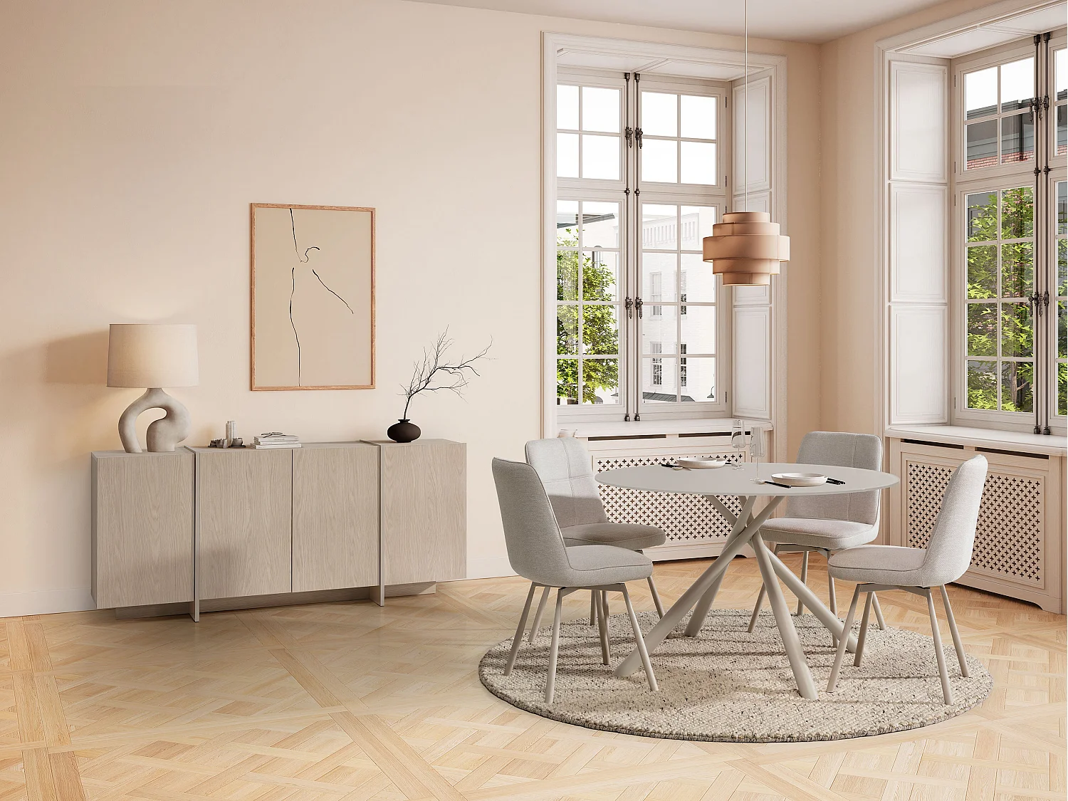 Buffet en chêne 4 portes 177x79 cm