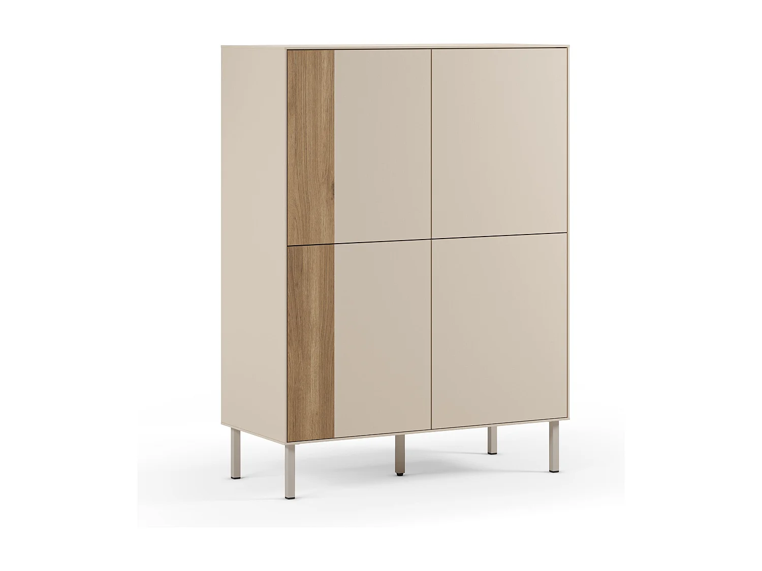 Buffet 4 portes crème/chêne 90x121 cm