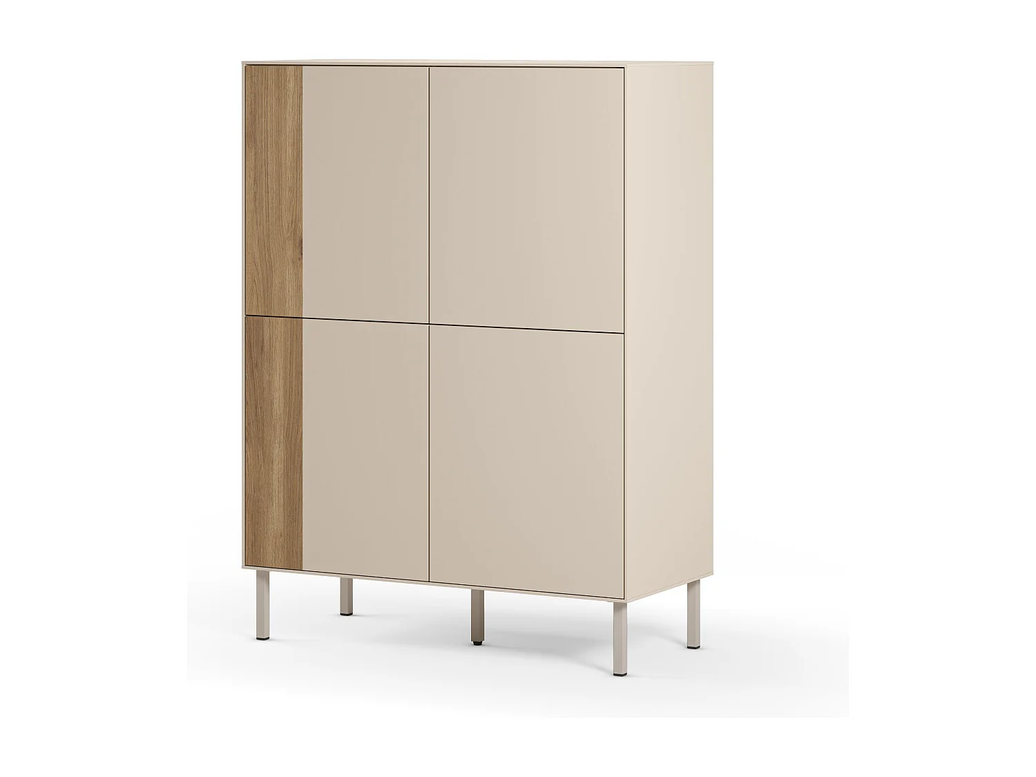 Buffet 4 portes crème/chêne 90x121 cm