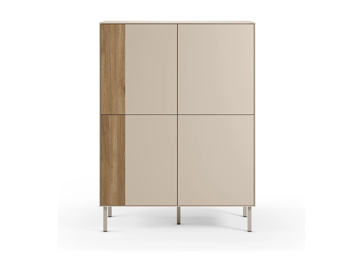 Buffet 4 portes crème/chêne 90x121 cm