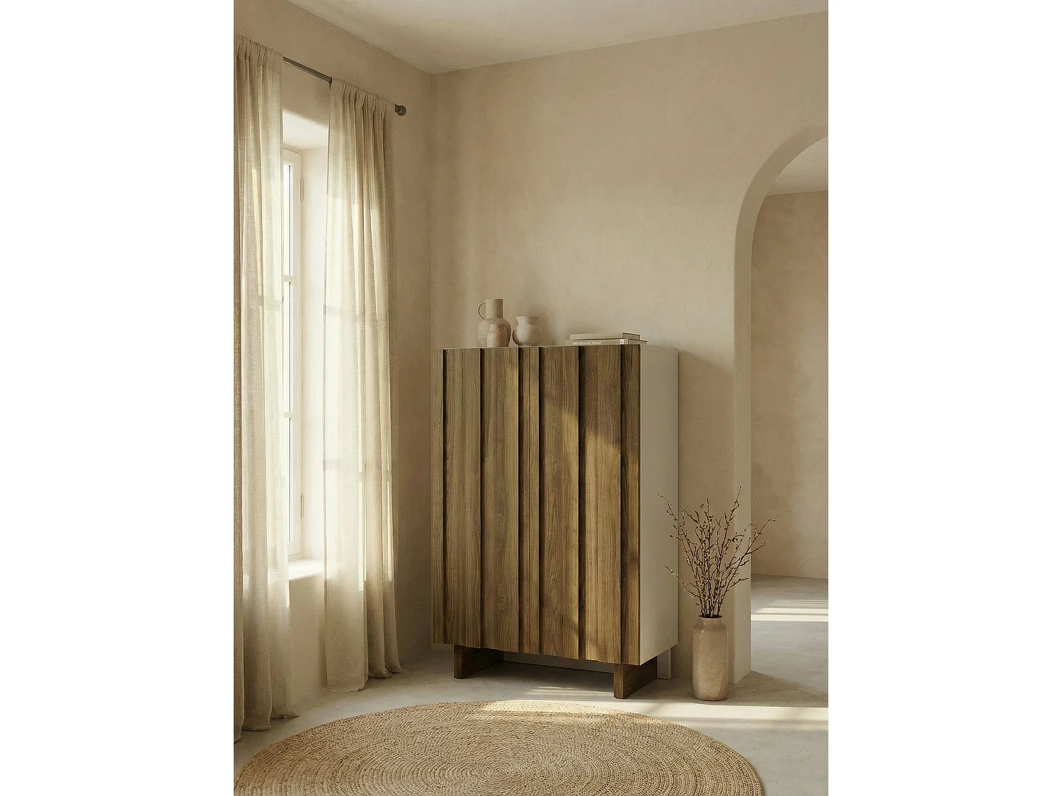 Buffet en pin 2 portes 90x120 cm