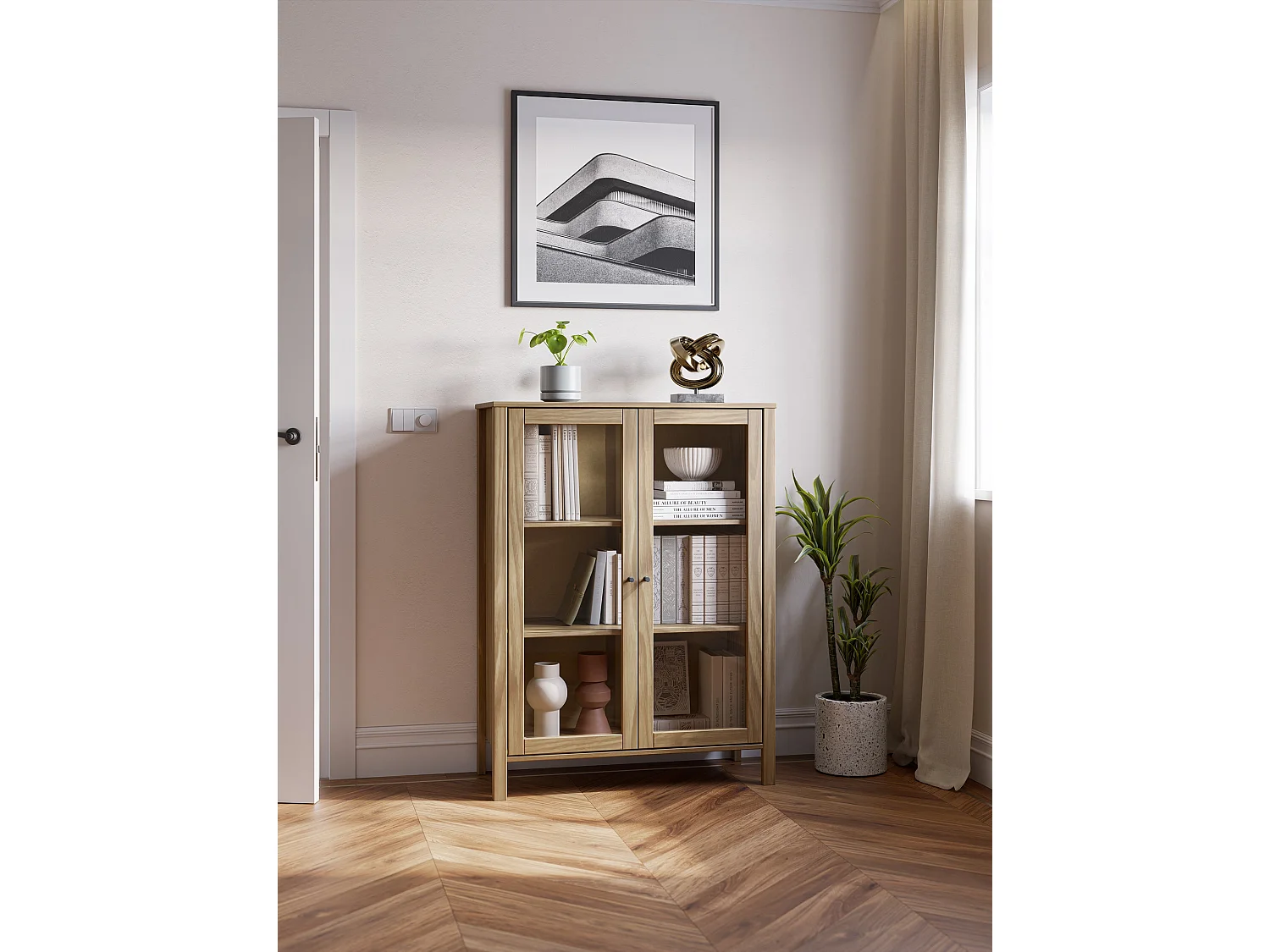 Buffet en pin 2 portes 90x120 cm