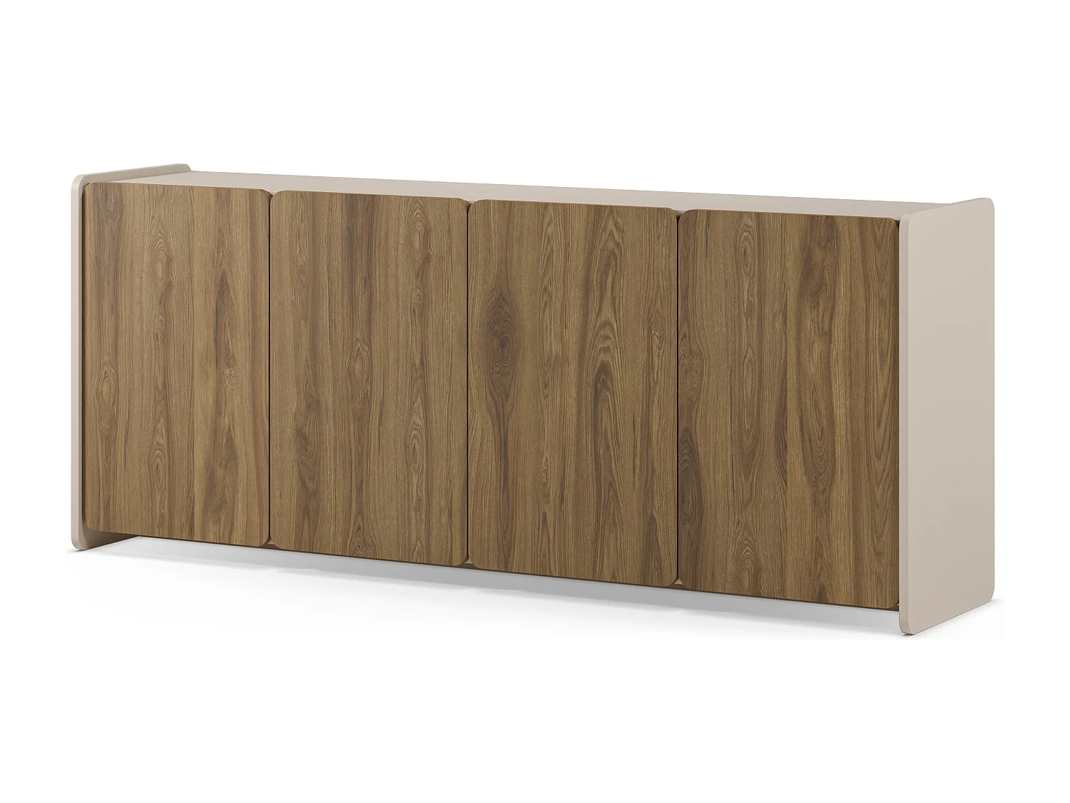 Buffet 4 portes crème/chêne 180x80 cm