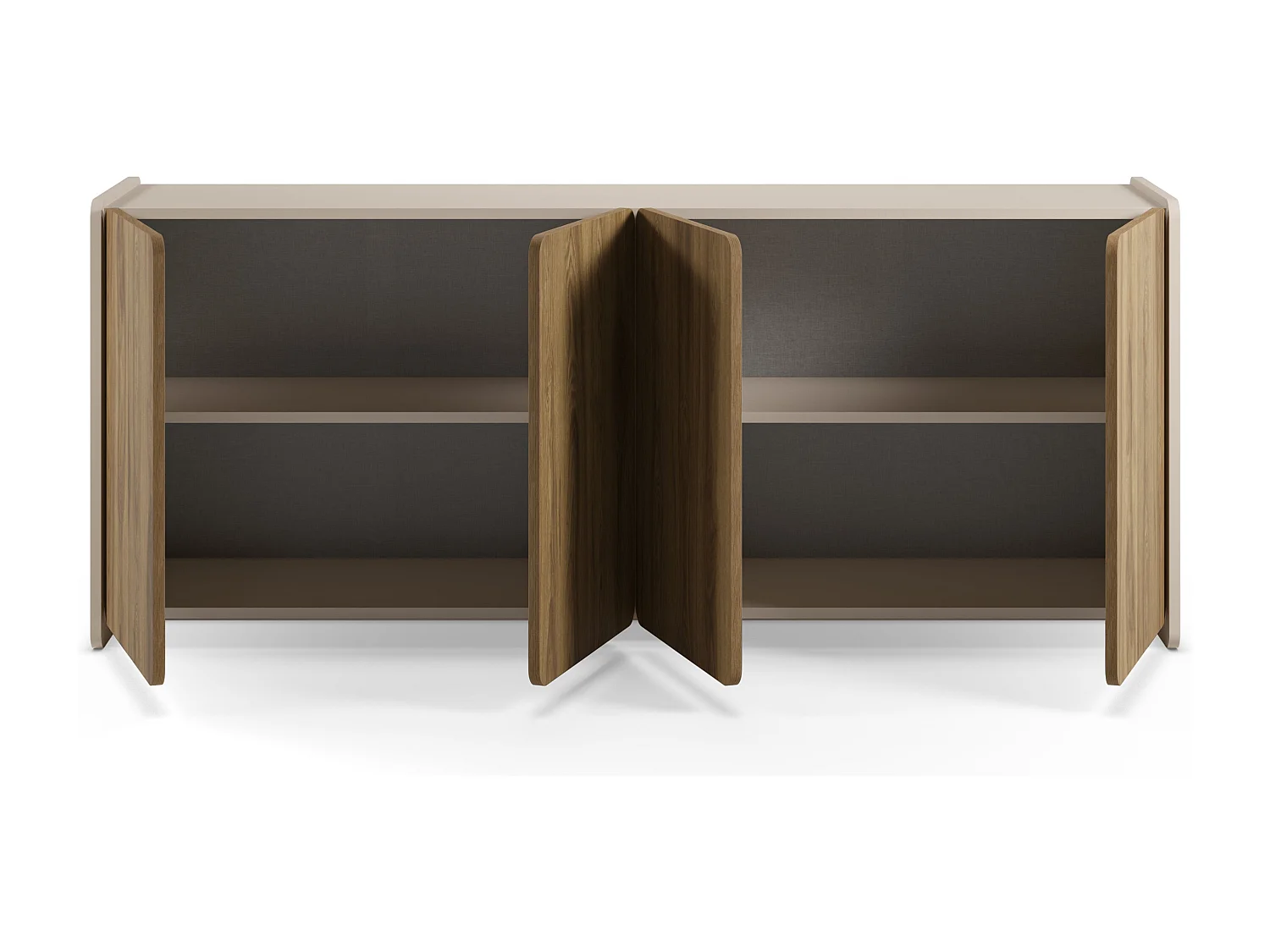 Buffet 4 portes crème/chêne 180x80 cm