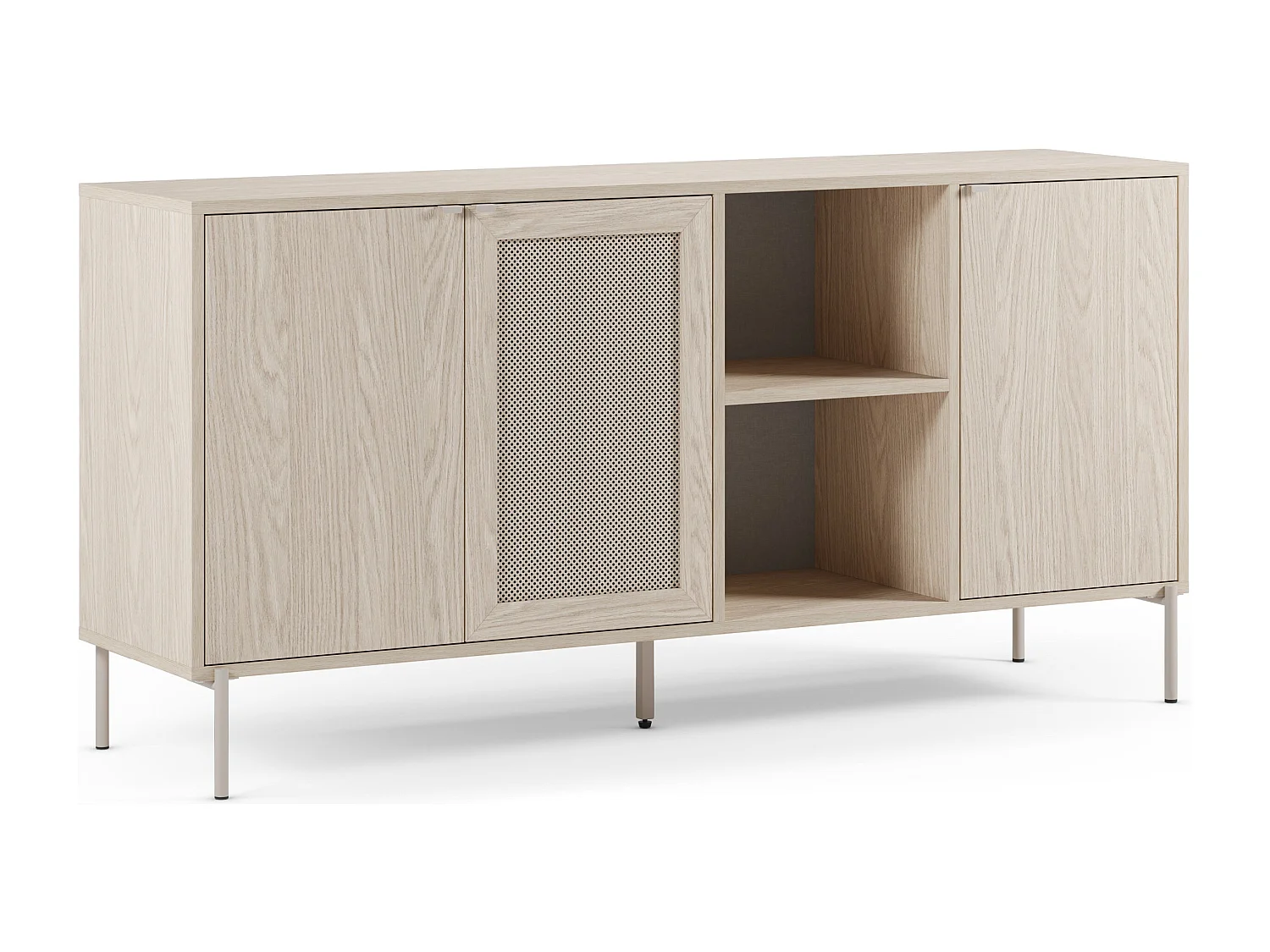 Buffet en chêne 3 portes pieds en métal 164x80 cm