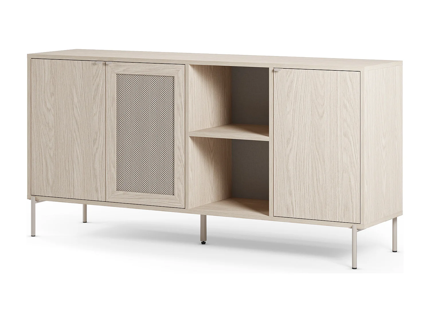 Buffet en chêne 3 portes pieds en métal 164x80 cm