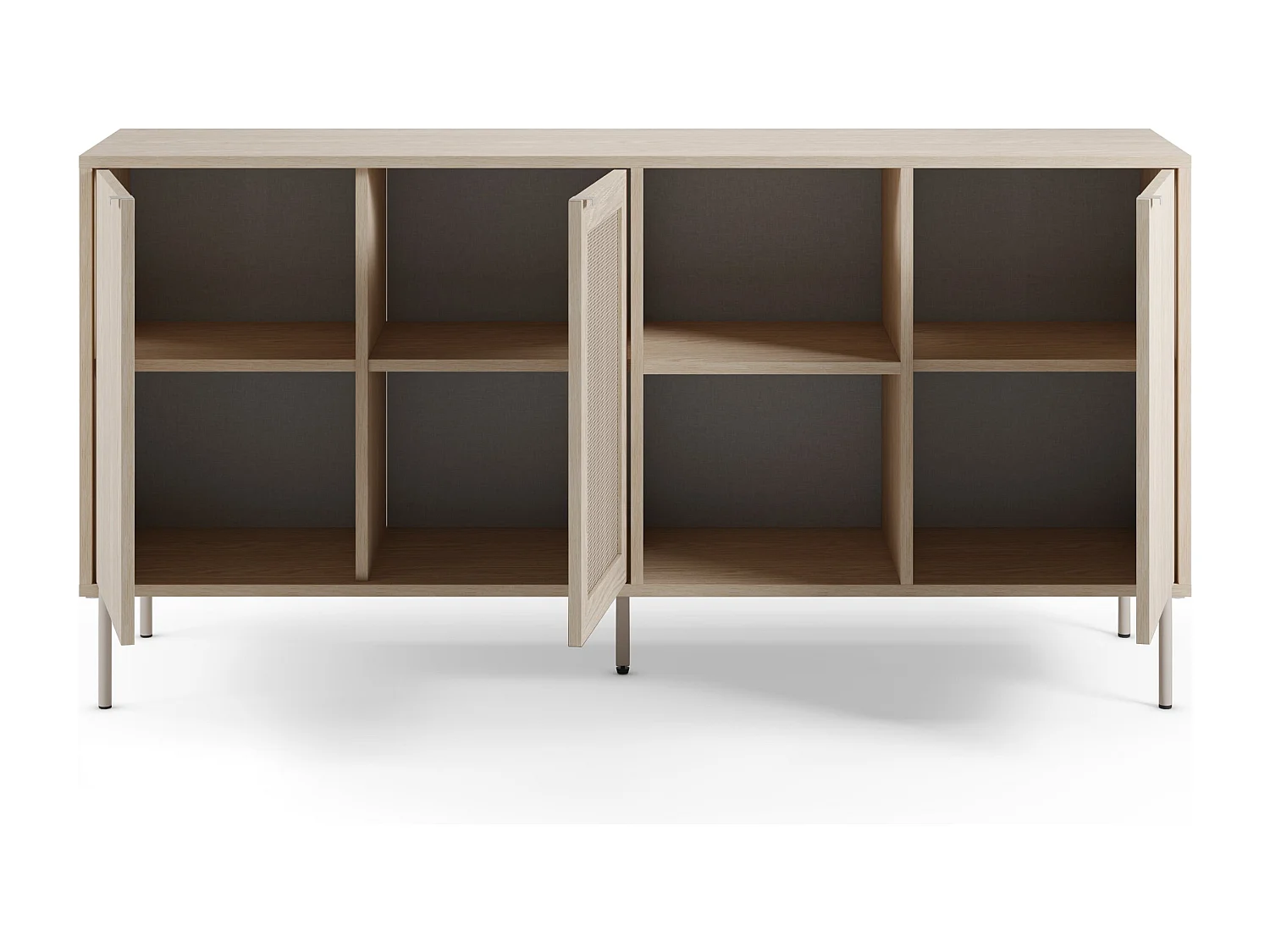 Buffet en chêne 3 portes pieds en métal 164x80 cm