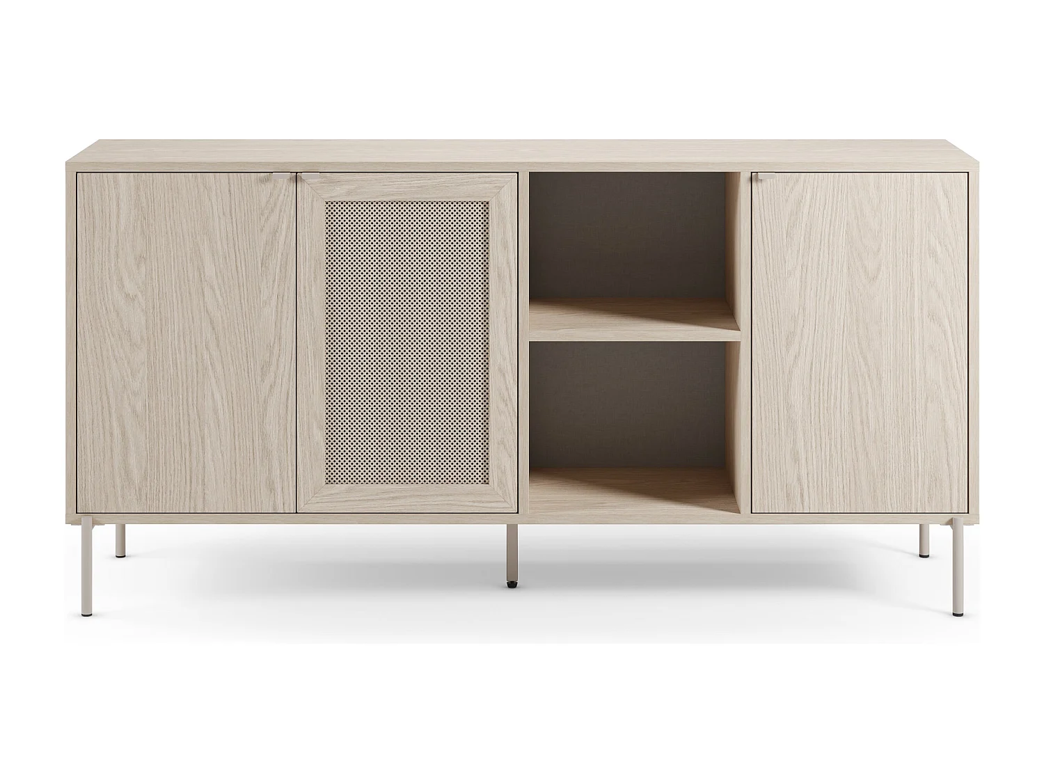 Buffet en chêne 3 portes pieds en métal 164x80 cm